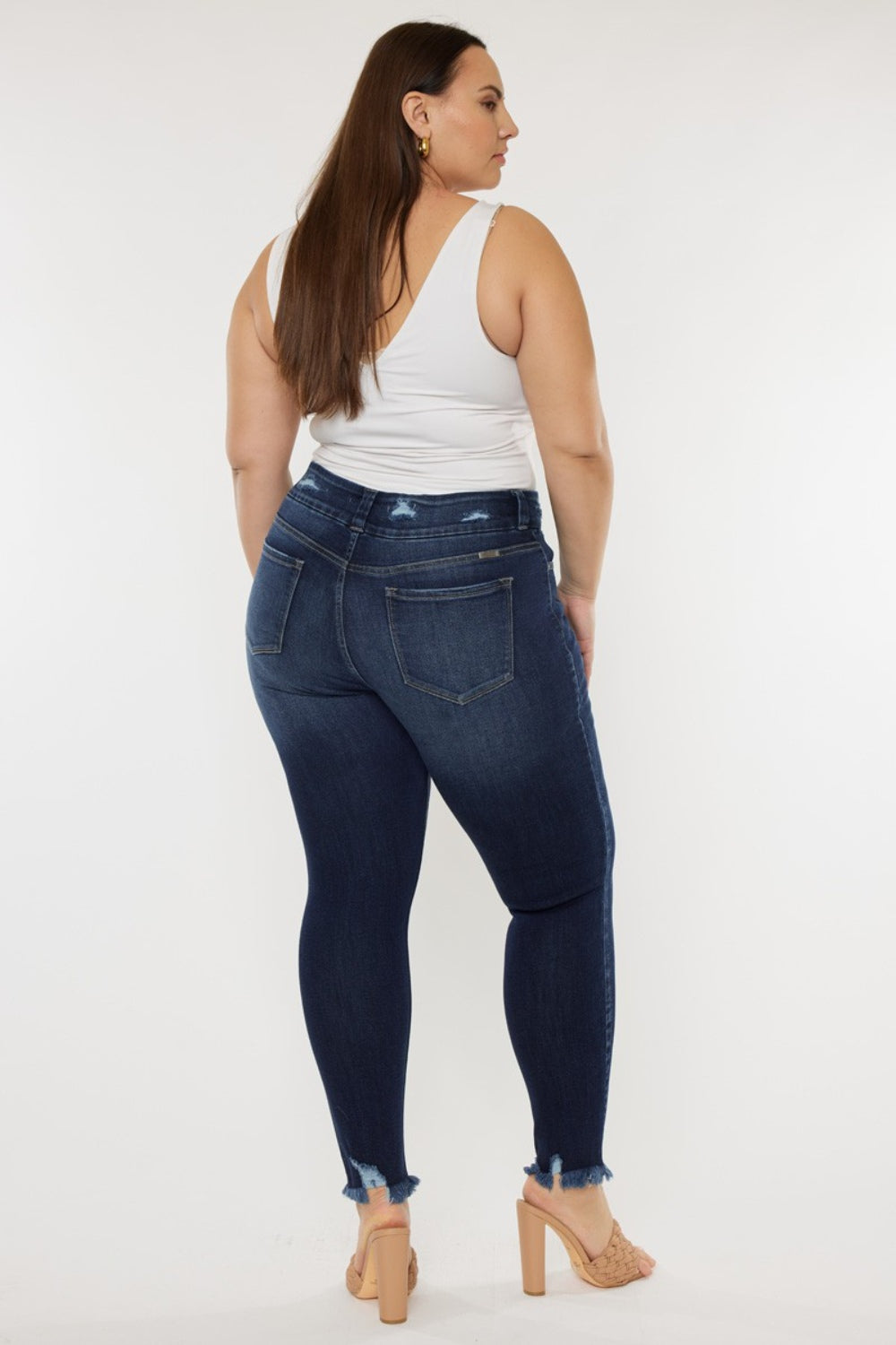 Blue Zone Planet | Kancan Full Size Cat's Whiskers Raw Hem High Waist Jeans-BOTTOMS SIZES SMALL MEDIUM LARGE-[Adult]-[Female]-2022 Online Blue Zone Planet