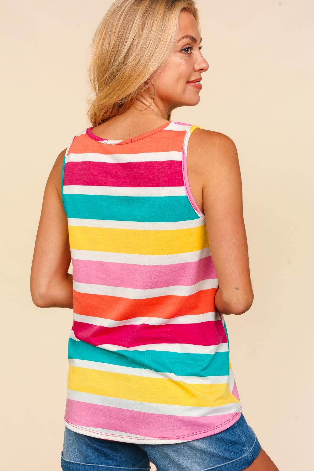 Haptics Round Neck Striped Knit Tank-TOPS / DRESSES-[Adult]-[Female]-2022 Online Blue Zone Planet