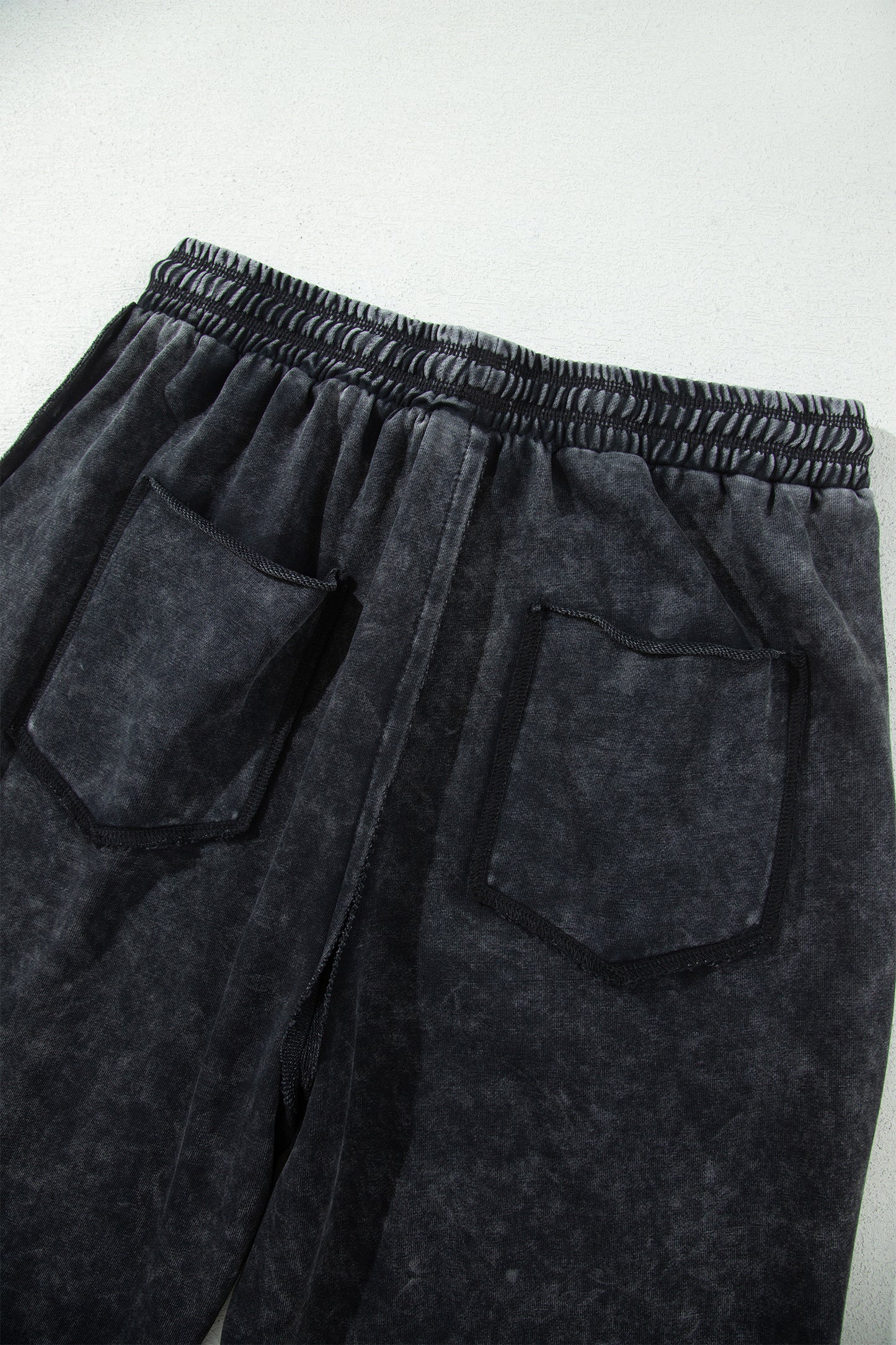 Black Mineral Wash Raw Seam Drawstring Elastic Waist Barrel Pants-Bottoms/Pants & Culotte-[Adult]-[Female]-2022 Online Blue Zone Planet