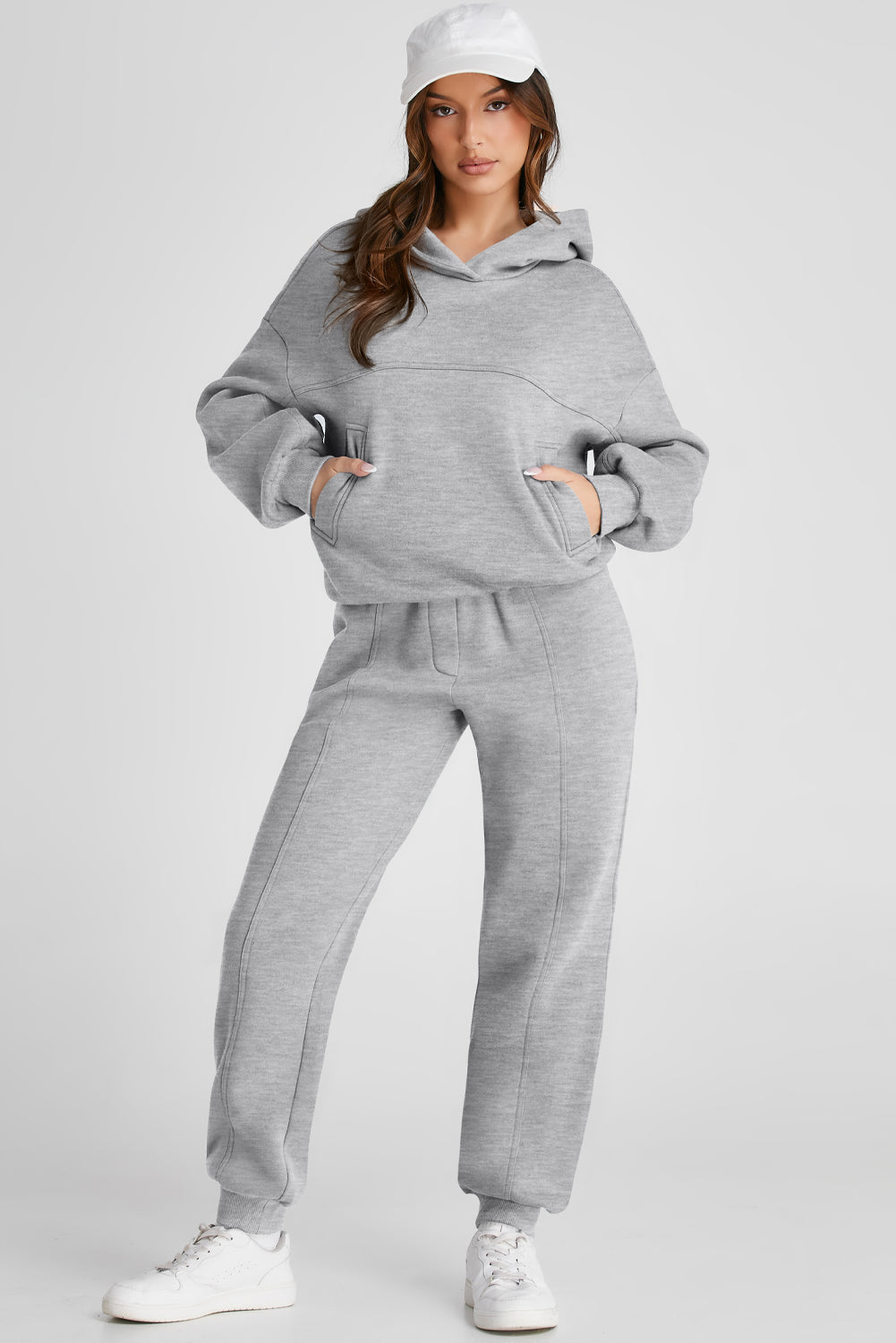 Blue Zone Planet | Dropped Shoulder Long Sleeve Hoodie and Pants Active Set-TOPS / DRESSES-[Adult]-[Female]-2022 Online Blue Zone Planet