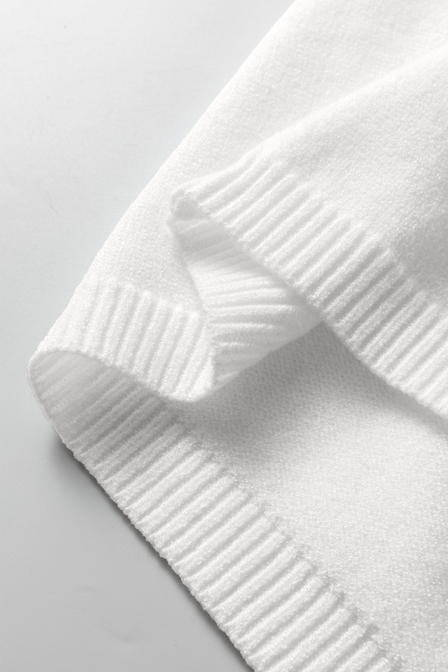 White Solid Color Knit Loose Bracelet Sleeve Dolman Sweater-Bracelet-[Adult]-[Female]-2022 Online Blue Zone Planet