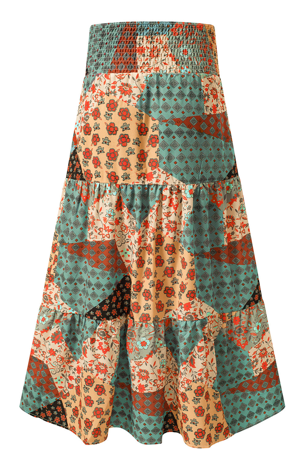 Multicolor Boho Print Tie-Up Waist Long Maxi Skirt-Bottoms/Skirts & Petticoat-[Adult]-[Female]-2022 Online Blue Zone Planet