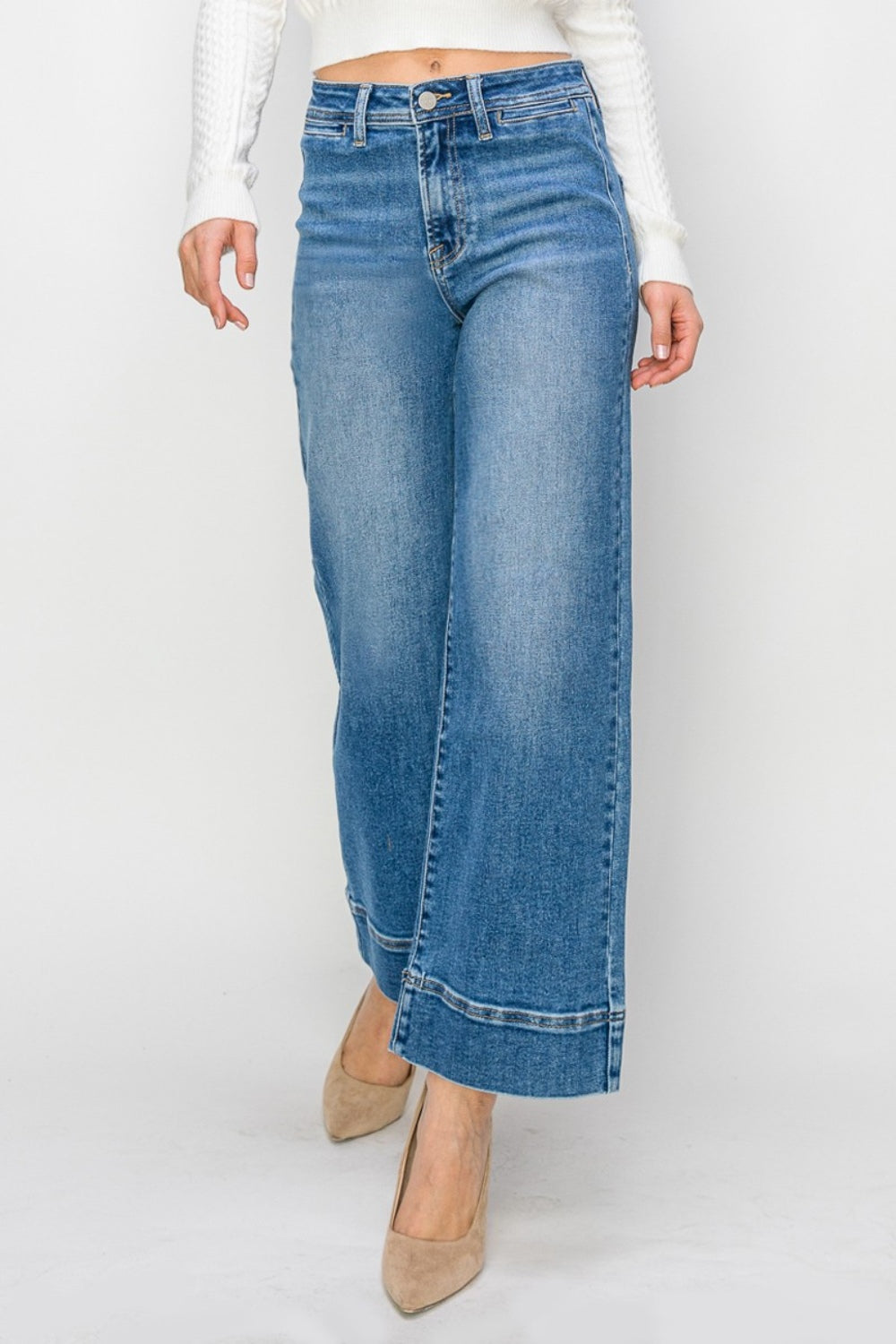 Blue Zone Planet | RISEN Full Size High Rise Wide Leg Jeans-TOPS / DRESSES-[Adult]-[Female]-2022 Online Blue Zone Planet