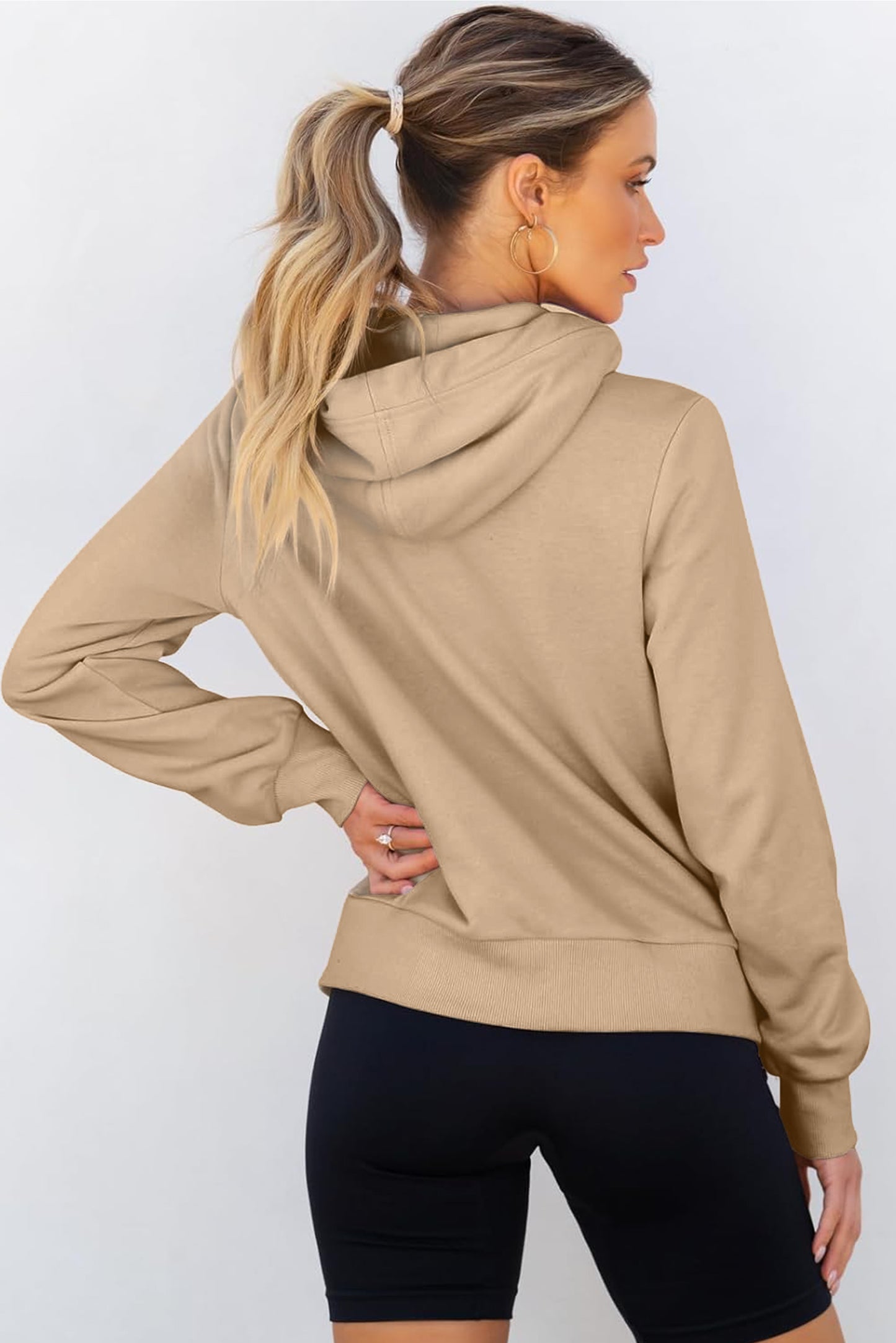 Parchment Zipped Pocket Cozy Drawstring Hoodie-Tops/Sweatshirts & Hoodies-[Adult]-[Female]-2022 Online Blue Zone Planet