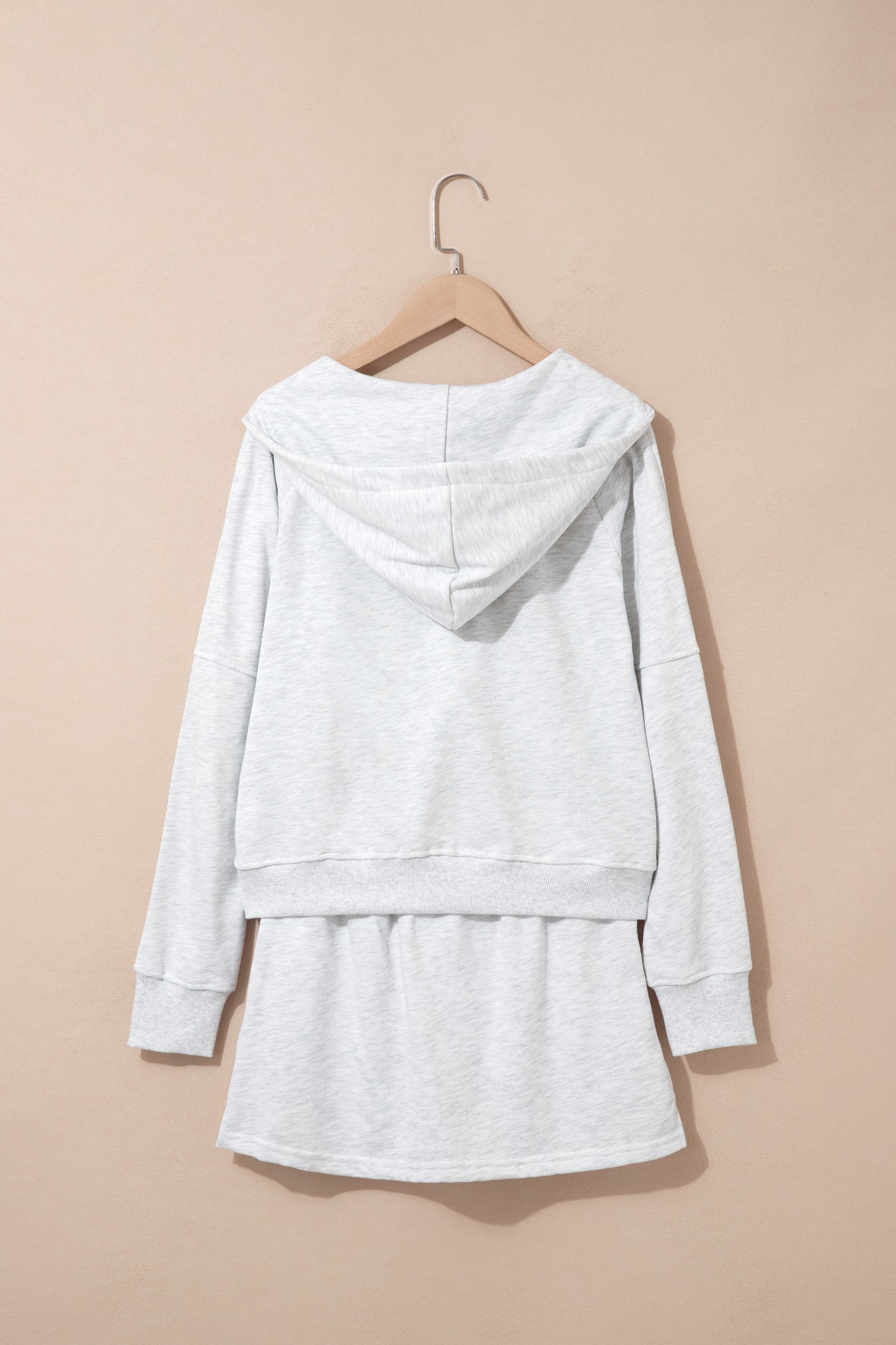 Light Grey Long Sleeve Zip-Up Top Elastic Waist Skort Set-Two Piece Sets/Two Piece Dresses-[Adult]-[Female]-2022 Online Blue Zone Planet