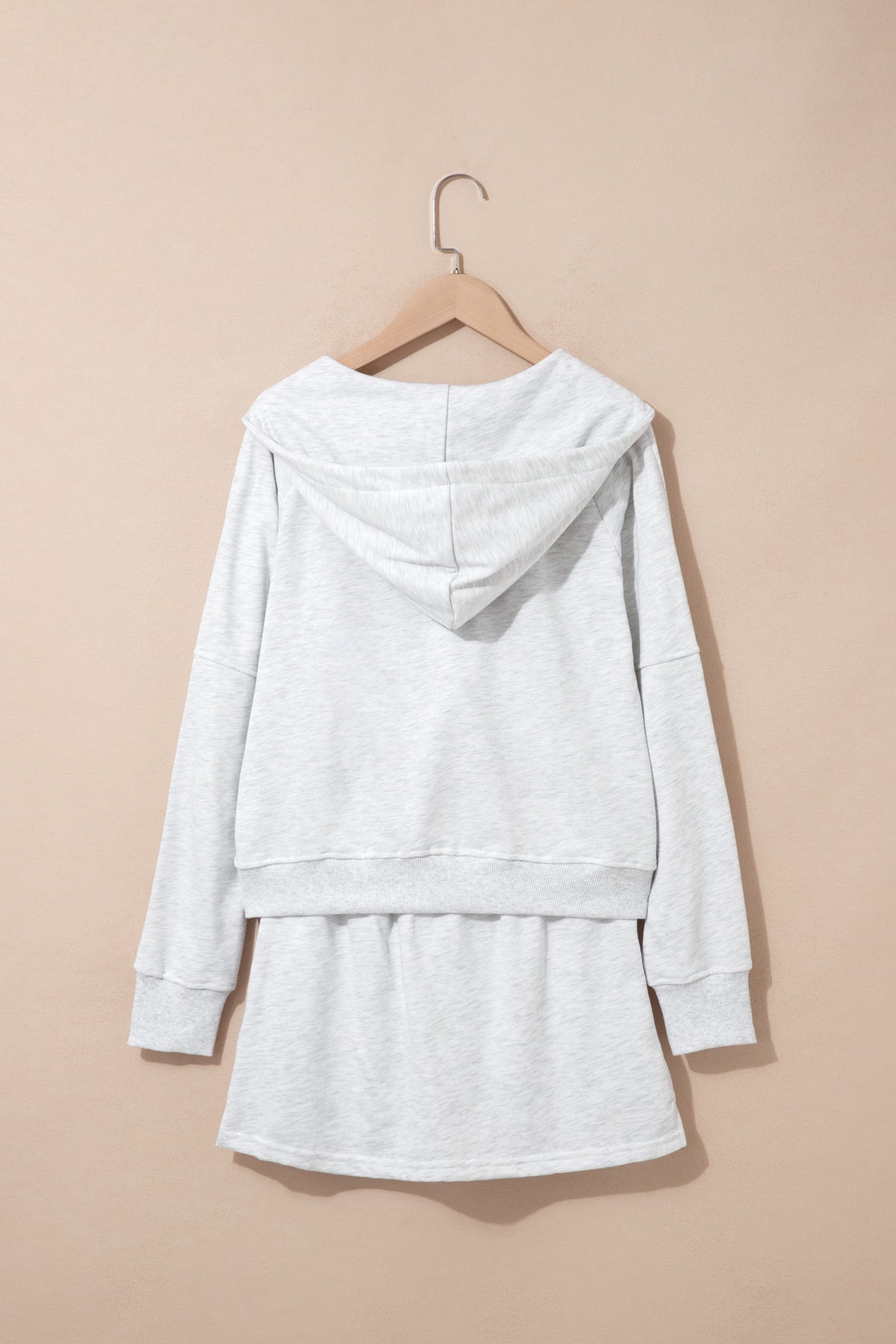 Light Grey Long Sleeve Zip-Up Top Elastic Waist Skort Set-Two Piece Sets/Two Piece Dresses-[Adult]-[Female]-2022 Online Blue Zone Planet