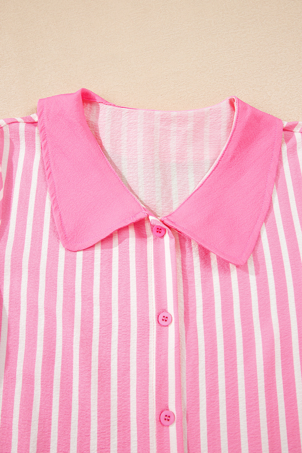 Pink Stripe Buttoned Front Long Sleeve Top and Pants 2 Piece Sleepwear-Loungewear & Sleepwear/Sleepwear-[Adult]-[Female]-2022 Online Blue Zone Planet