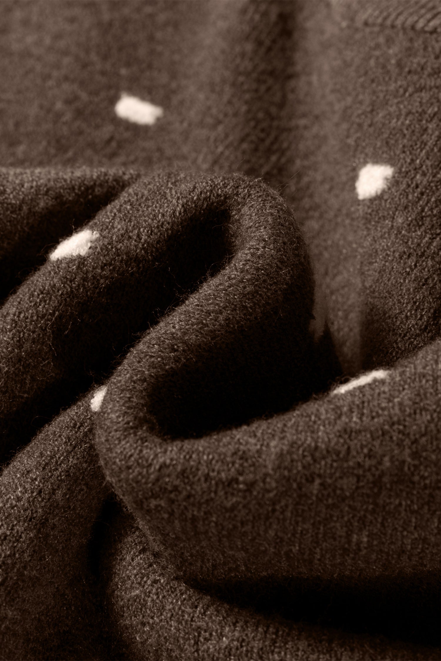 Coffee Dotted Print Ribbed Edge Knit Sweater-Sweaters & Cardigans/Sweaters-[Adult]-[Female]-2022 Online Blue Zone Planet