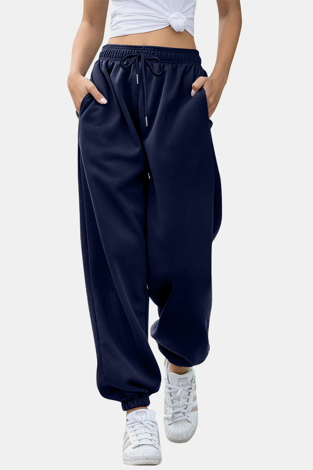 Elastic Waist Joggers with Pockets-TOPS / DRESSES-[Adult]-[Female]-2022 Online Blue Zone Planet