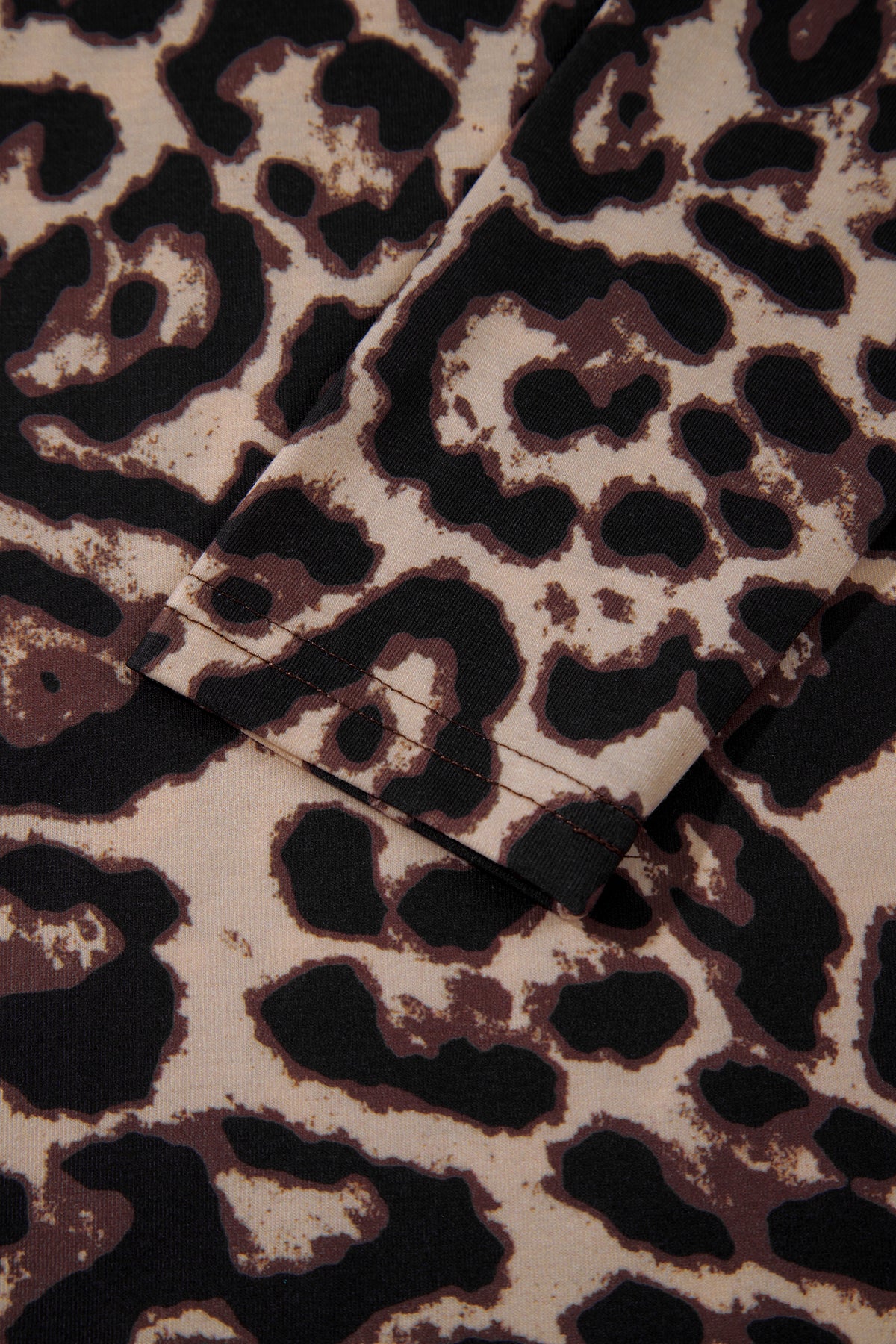 Khaki Leopard High Neck Long Sleeve Western Slim Top-Tops/Long Sleeve Tops-[Adult]-[Female]-2022 Online Blue Zone Planet