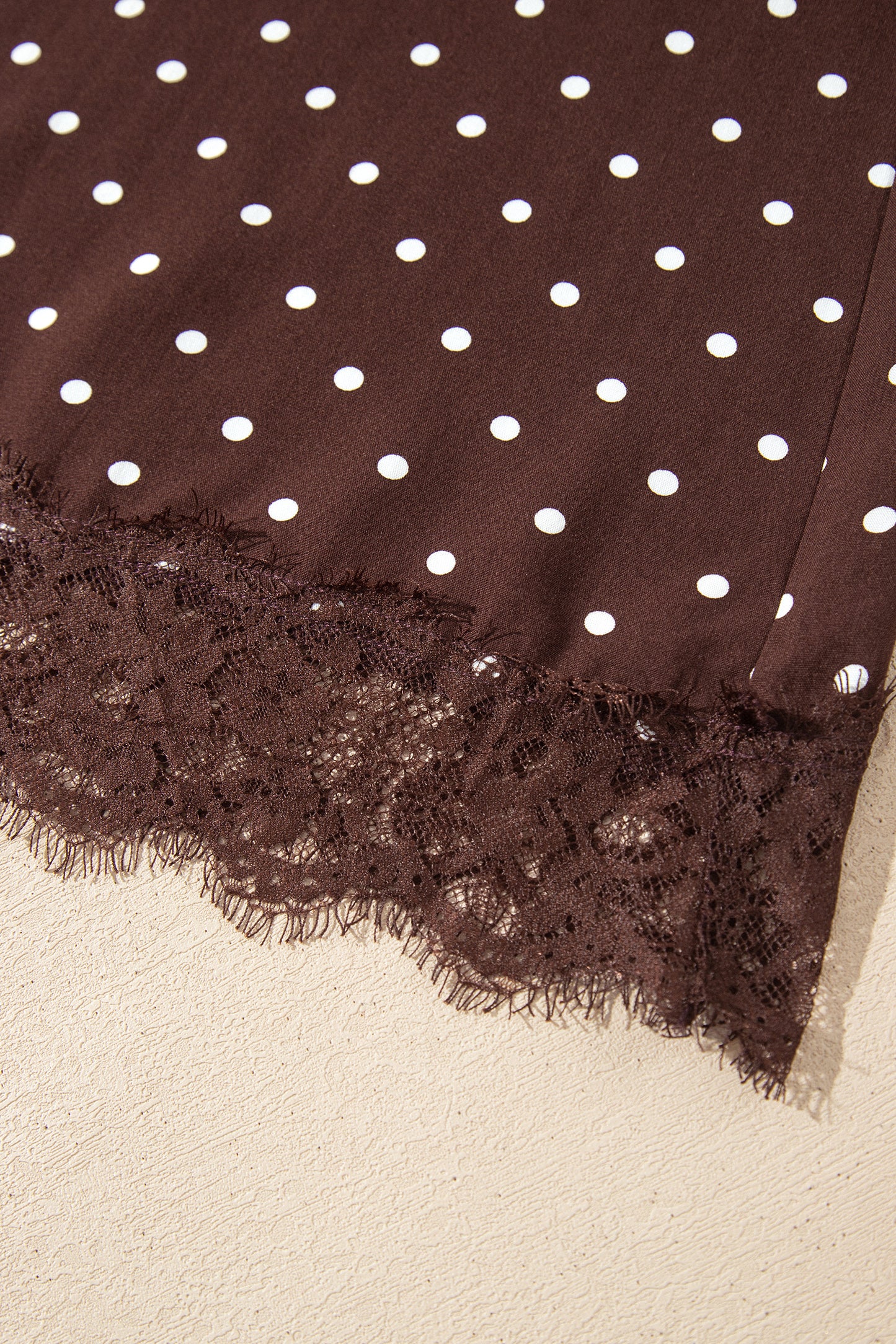 Brown Polka Dot Lace Hem Elegant Long Shift Skirt-Bottoms/Skirts & Petticoat-[Adult]-[Female]-2022 Online Blue Zone Planet