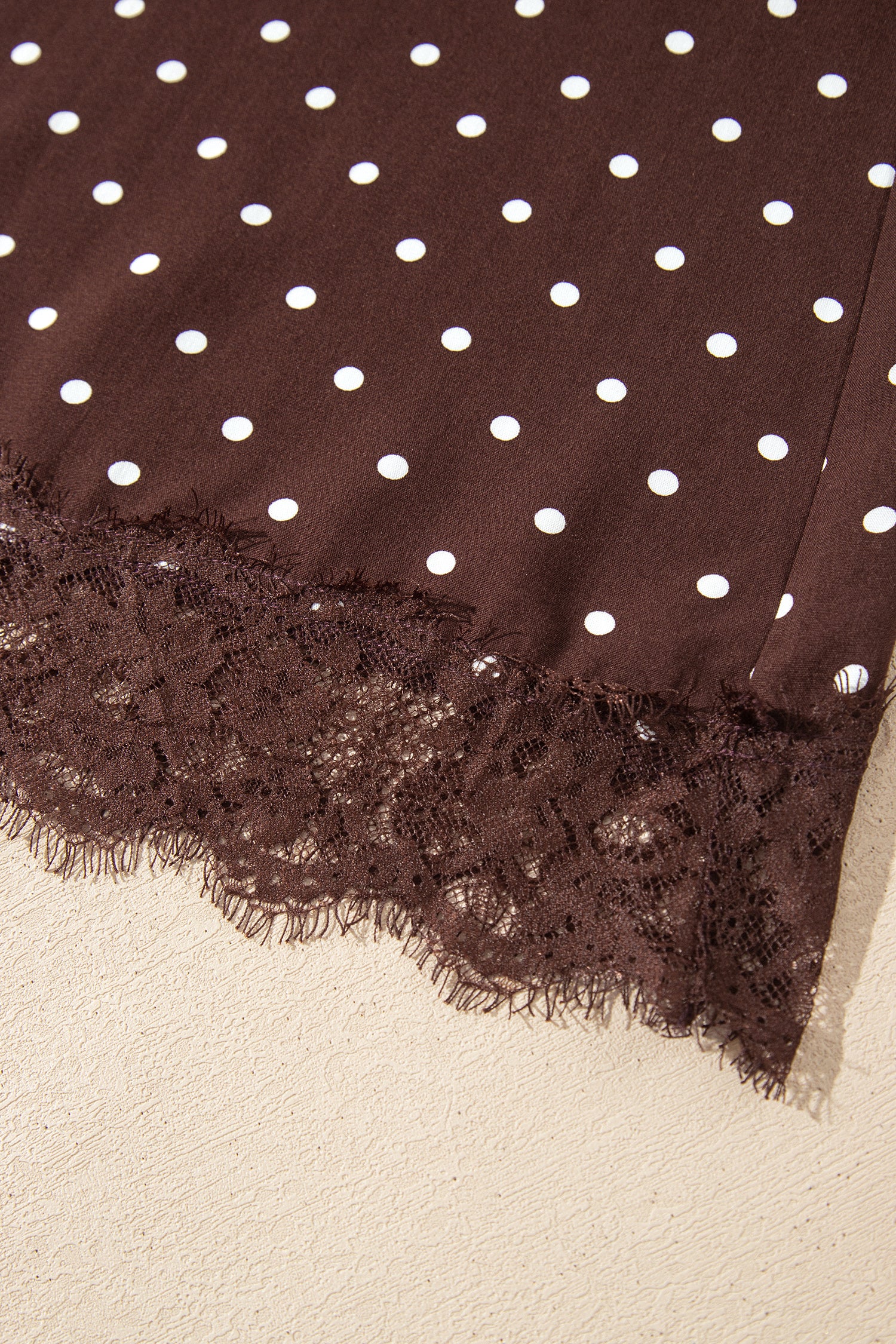Brown Polka Dot Lace Hem Elegant Long Shift Skirt-Bottoms/Skirts & Petticoat-[Adult]-[Female]-2022 Online Blue Zone Planet