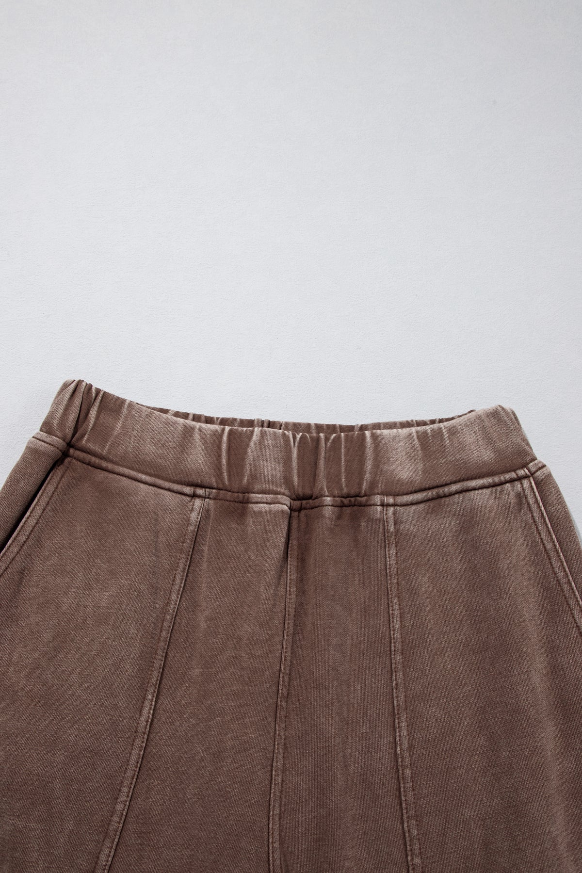 Coffee Mineral Wash Seam Detail Elastic Waist Barrel Pants-Bottoms/Pants & Culotte-[Adult]-[Female]-2022 Online Blue Zone Planet