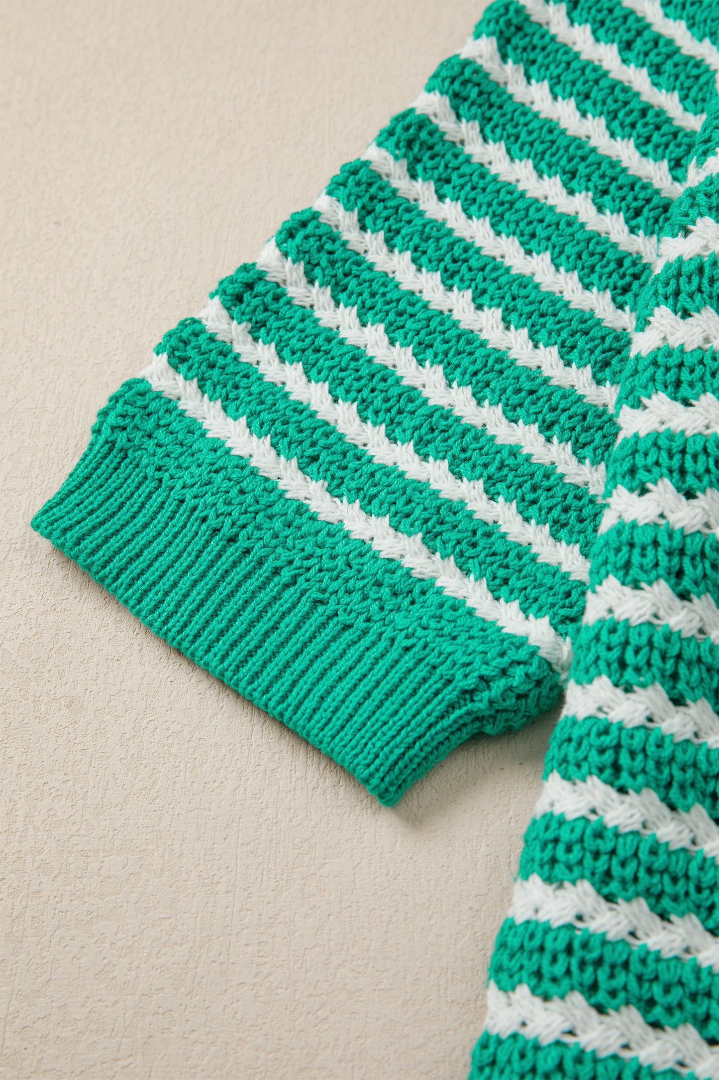 Green Stripe Short Sleeve Knit V Neck Bow Knot Sweater-TOPS / DRESSES-[Adult]-[Female]-2022 Online Blue Zone Planet