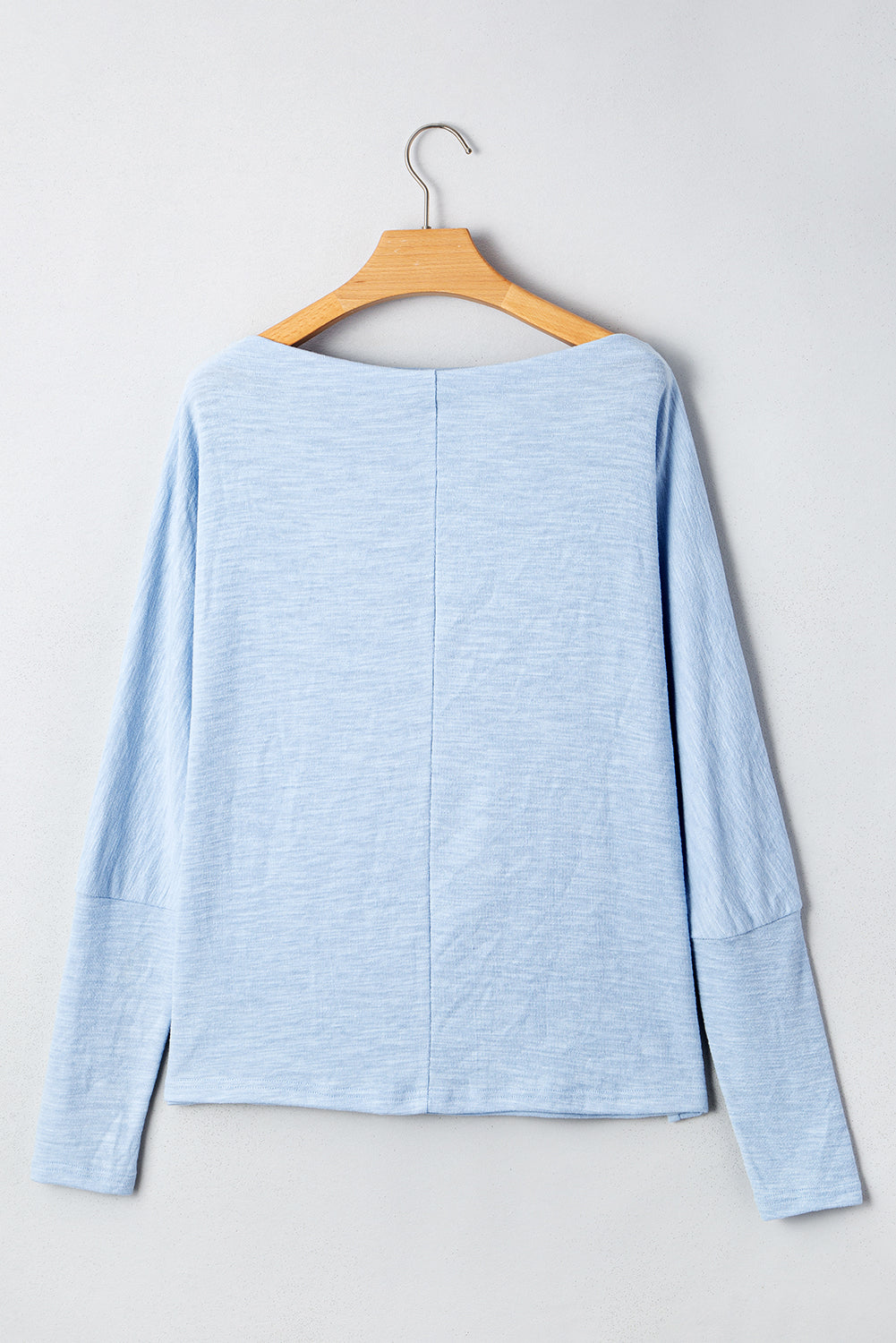 Beau Blue Solid Color Batwing Long Sleeve Top-Tops/Long Sleeve Tops-[Adult]-[Female]-2022 Online Blue Zone Planet