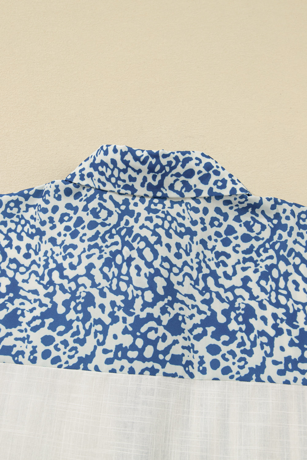 Sky Blue Leopard Striped Patchwork Casual Plus Shirt-Plus Size/Plus Size Tops/Plus Size Blouses & Shirts-[Adult]-[Female]-2022 Online Blue Zone Planet