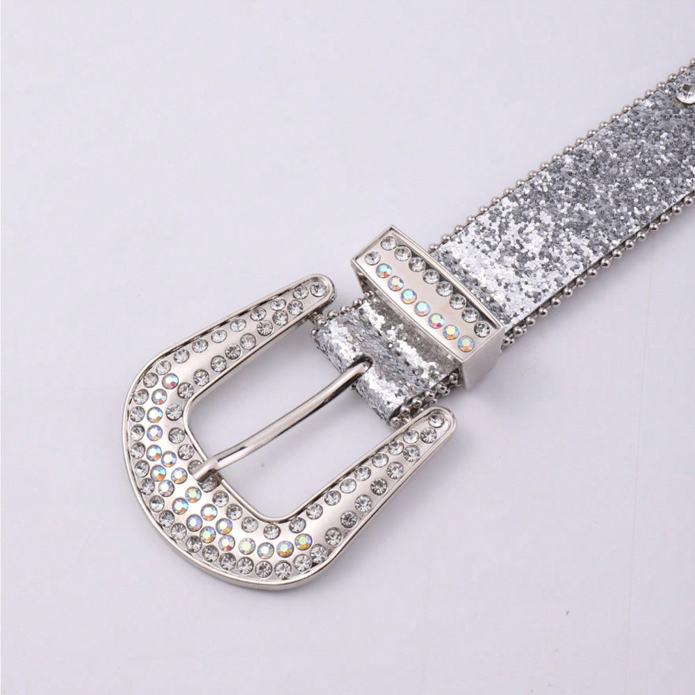 PU Leather Rhinestone Belt-BELTS-[Adult]-[Female]-2022 Online Blue Zone Planet