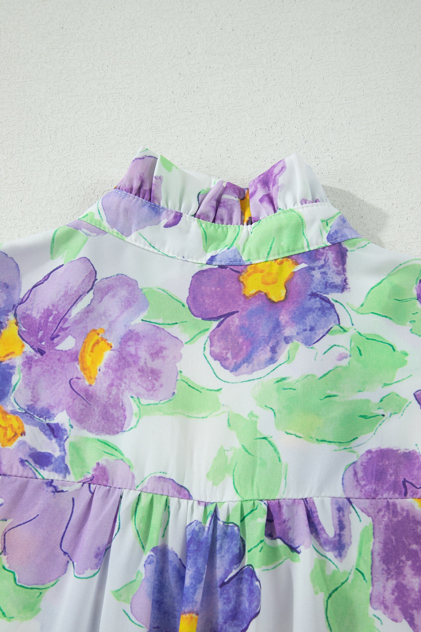 Purple Floral V Collar Short Sleeve Tiered Ruffle Mini Dress-TOPS / DRESSES-[Adult]-[Female]-2022 Online Blue Zone Planet