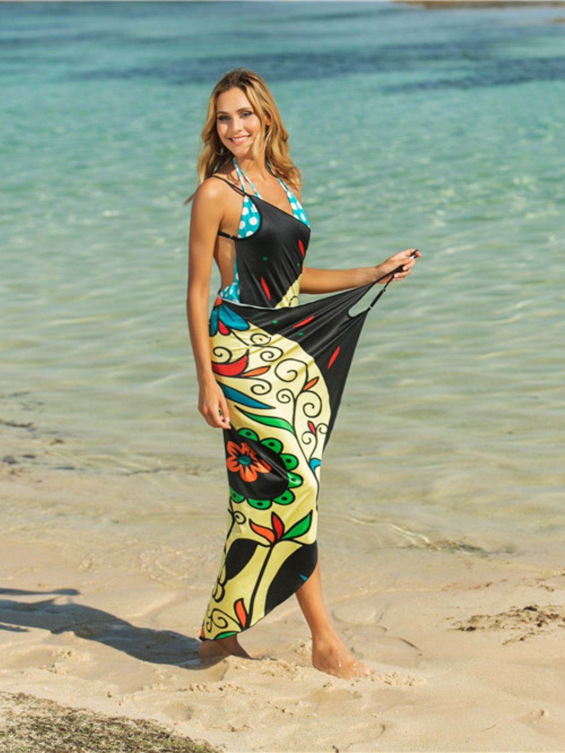 Blue Zone Planet | Printed Spaghetti Strap Cover Up-TOPS / DRESSES-[Adult]-[Female]-2022 Online Blue Zone Planet