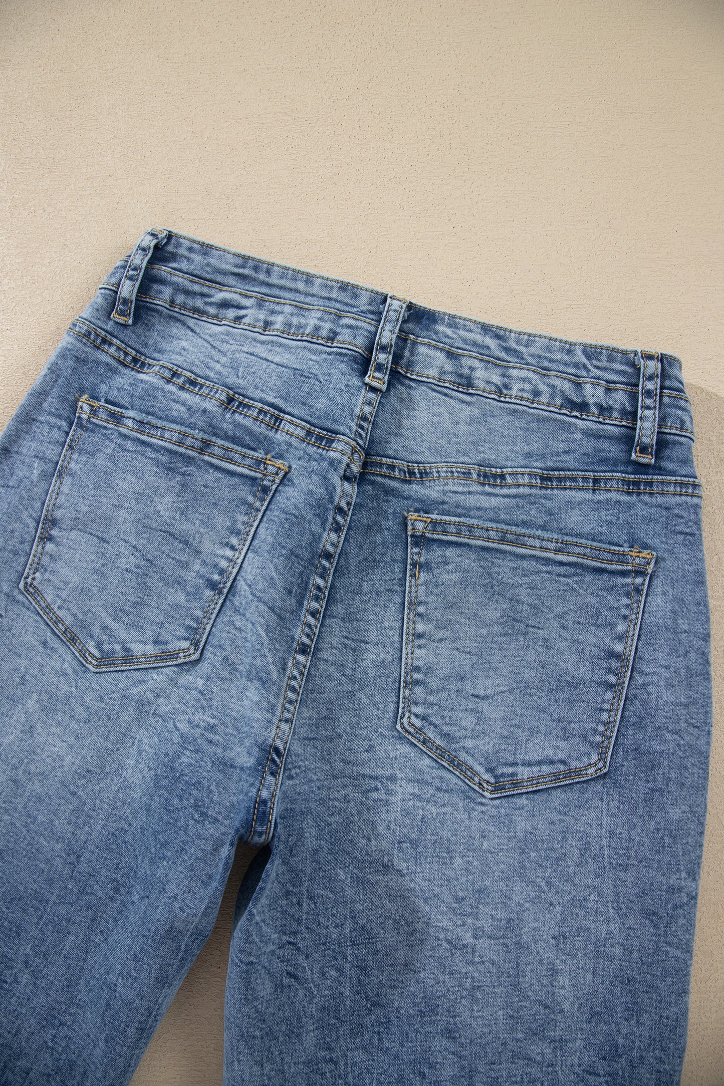 Beau Blue Acid Wash Pocket Detail Flare Jeans-Bottoms/Jeans-[Adult]-[Female]-2022 Online Blue Zone Planet