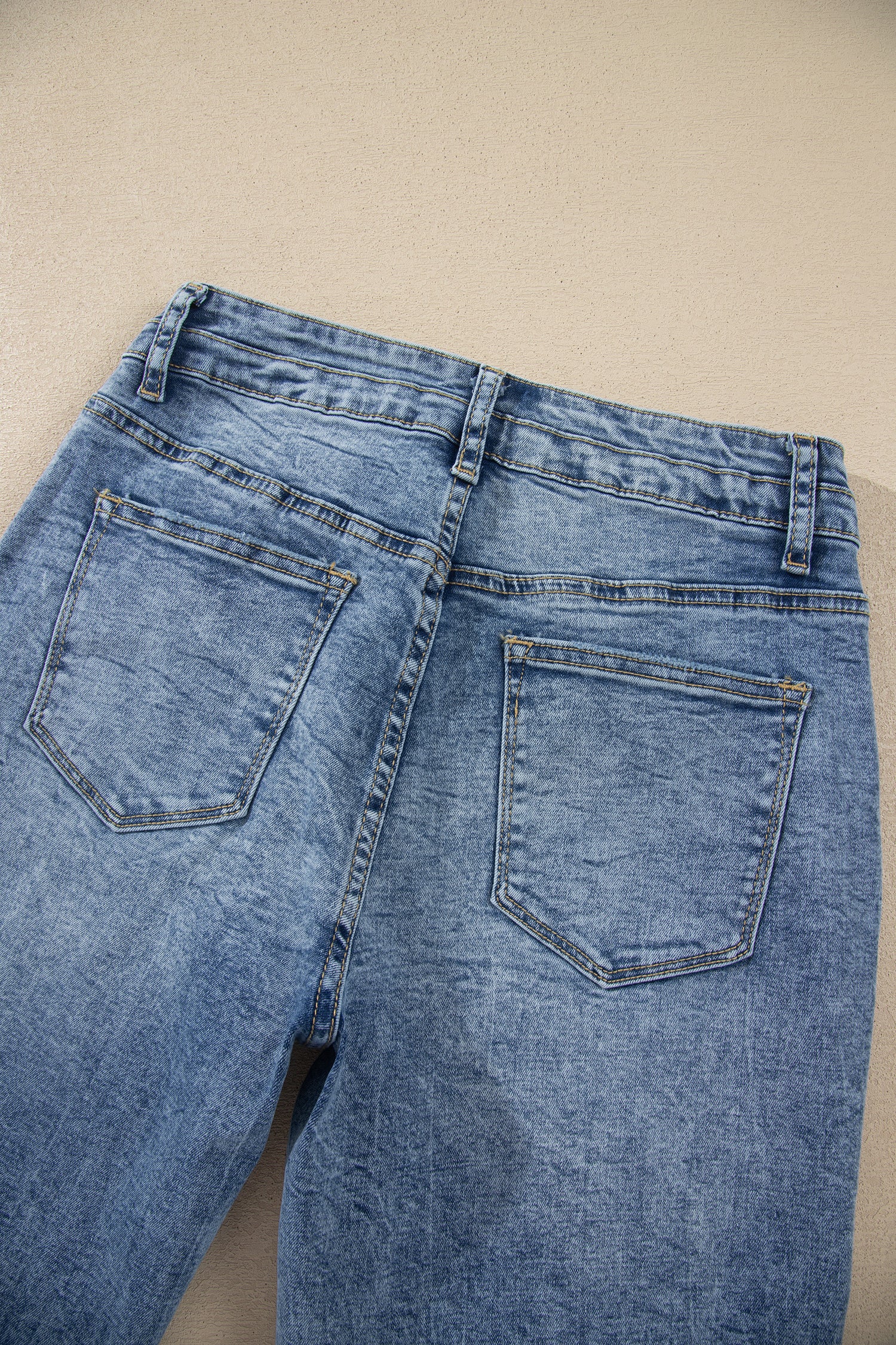 Beau Blue Acid Wash Pocket Detail Flare Jeans-Bottoms/Jeans-[Adult]-[Female]-2022 Online Blue Zone Planet