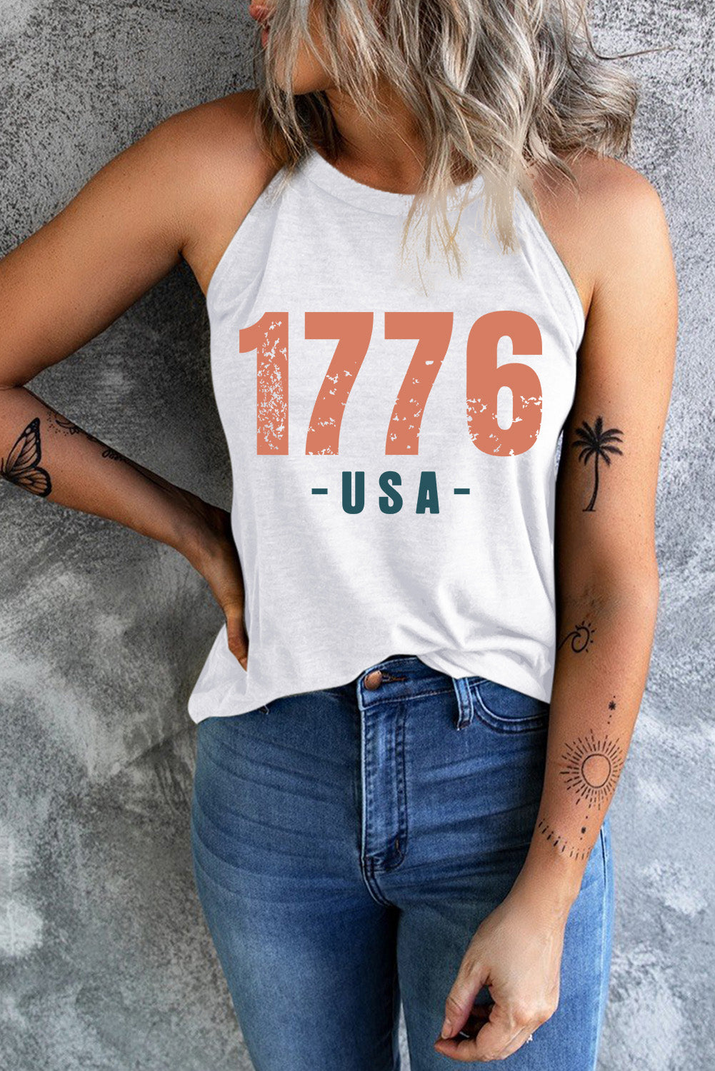 Blue Zone Planet | 1776 USA Round Neck Tank-TOPS / DRESSES-[Adult]-[Female]-2022 Online Blue Zone Planet