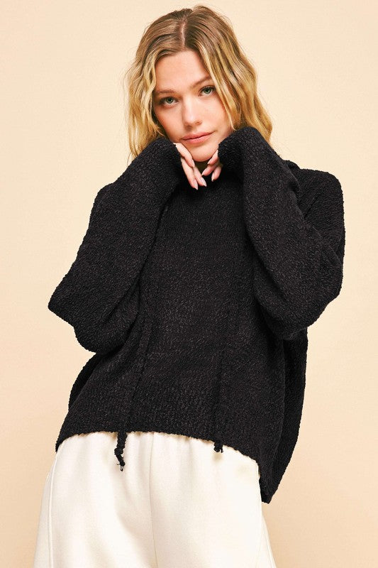 Davi & Dani Drop Shoulder Long Sleeve Hooded Sweater-TOPS / DRESSES-[Adult]-[Female]-2022 Online Blue Zone Planet