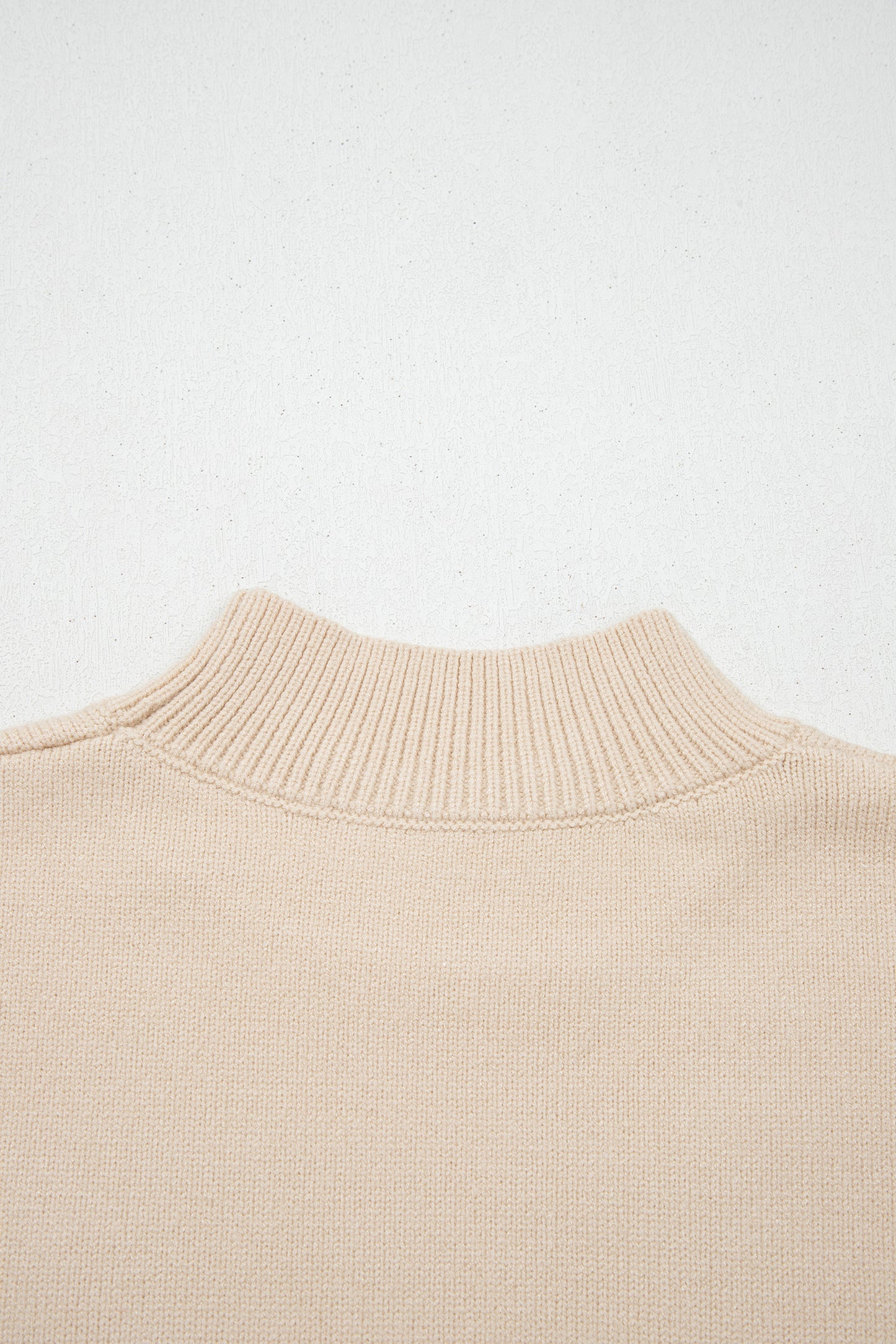 Parchment Corded Horseshoes Ribbed Trim Mock Neck Short Sleeve Sweater-TOPS / DRESSES-[Adult]-[Female]-2022 Online Blue Zone Planet