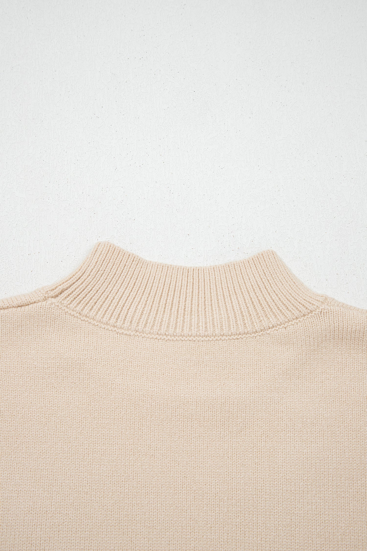 Parchment Corded Horseshoes Ribbed Trim Mock Neck Short Sleeve Sweater-TOPS / DRESSES-[Adult]-[Female]-2022 Online Blue Zone Planet