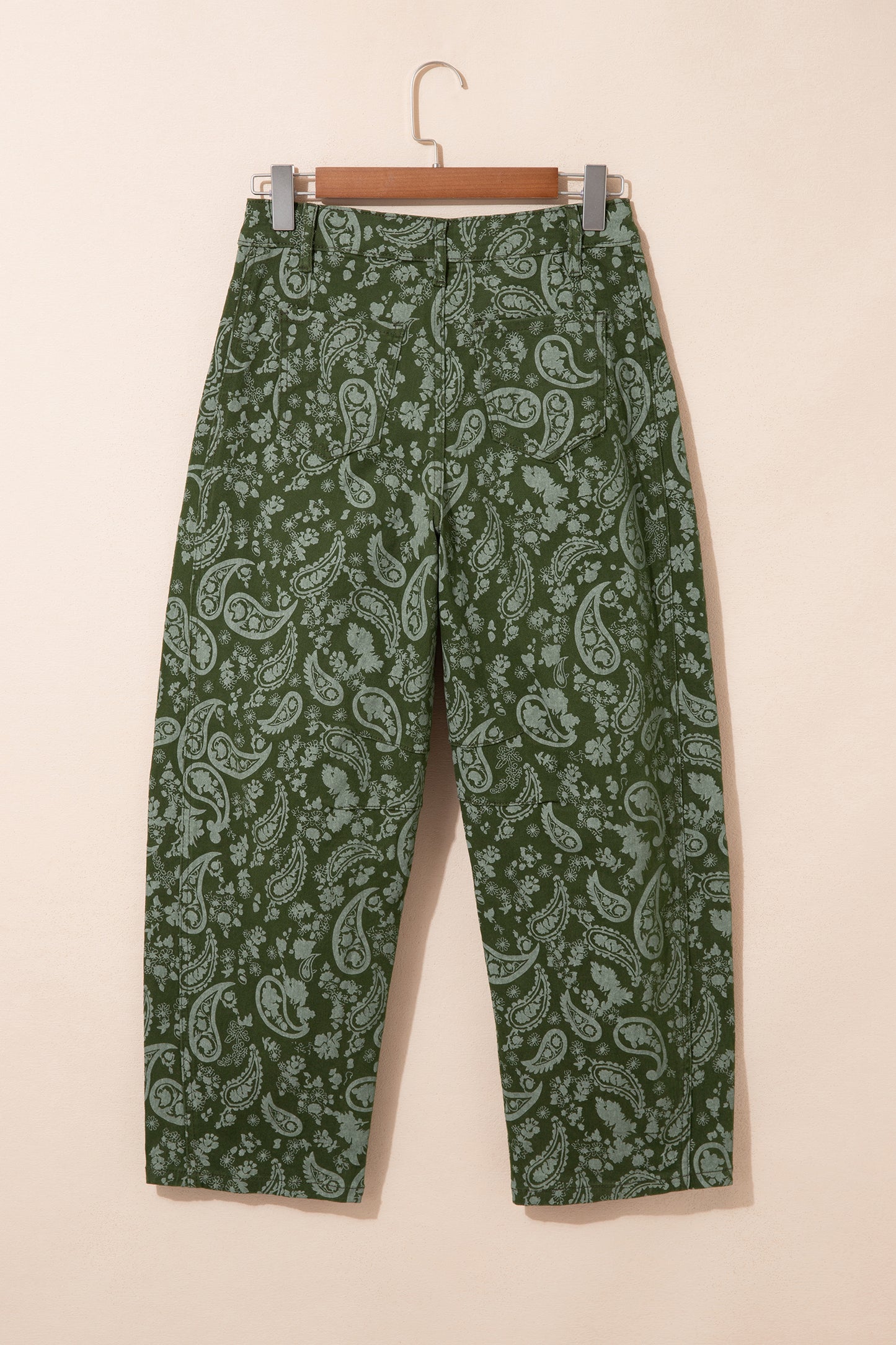 Green Paisley Print Harem Denim Pants-Bottoms/Jeans-[Adult]-[Female]-2022 Online Blue Zone Planet