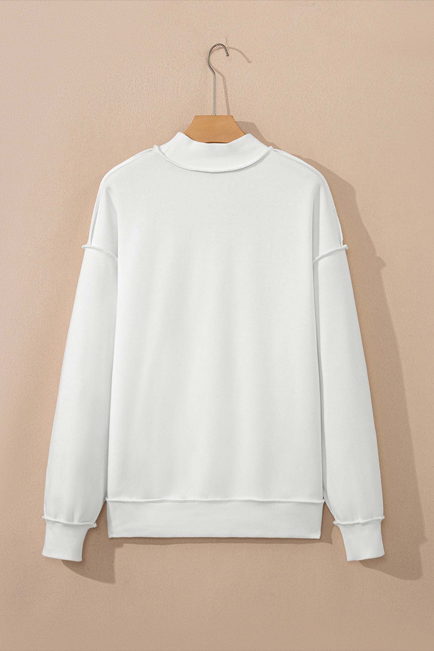 Bright Pink Oversize Drop Shoulder Reversible Mock Neck Sweatshirt-Tops/Sweatshirts & Hoodies-[Adult]-[Female]-2022 Online Blue Zone Planet