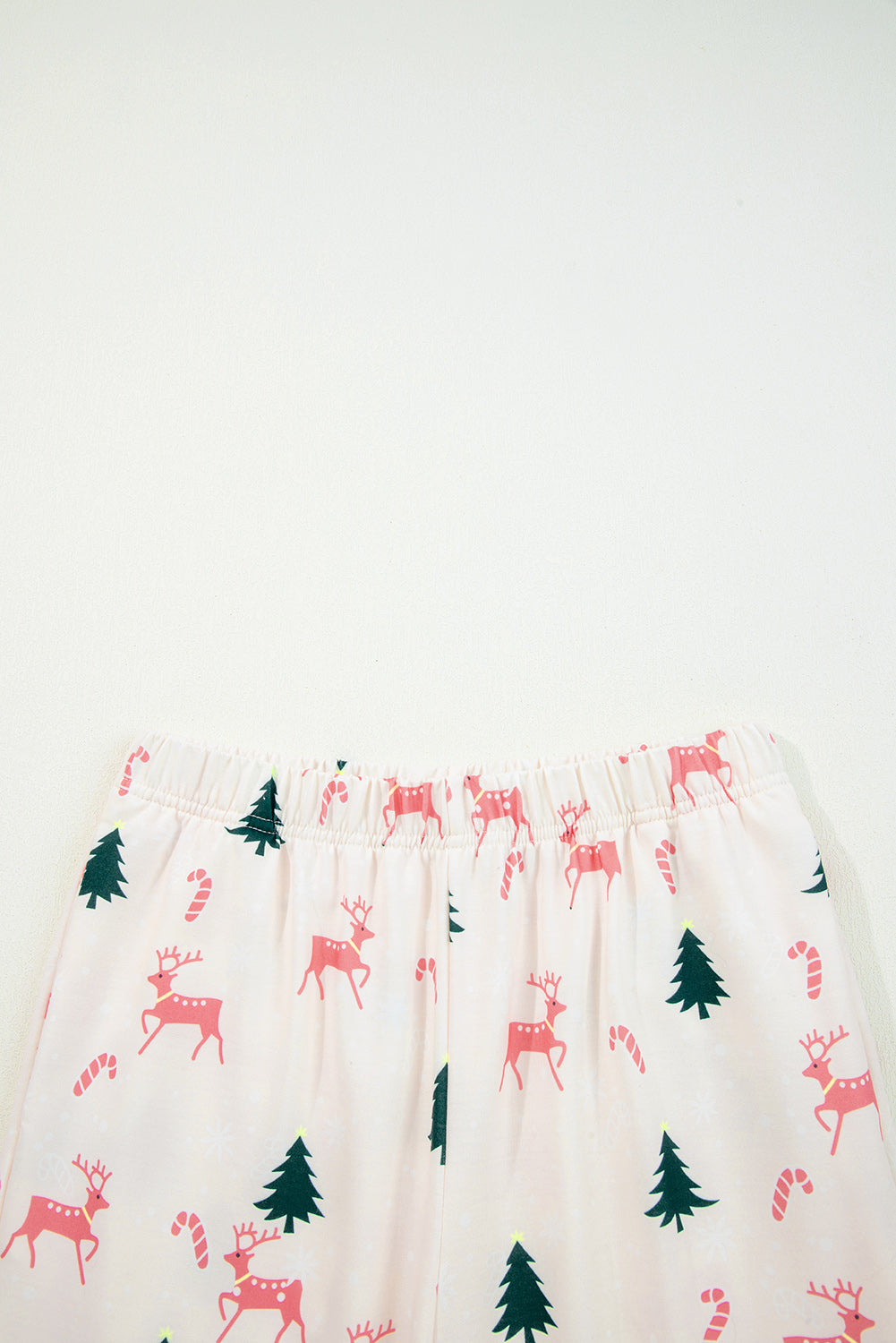 Pink Bow Christmas Tree Print Contrast Striped Banding 2pcs Lounge Set-Loungewear & Sleepwear/Loungewear-[Adult]-[Female]-2022 Online Blue Zone Planet
