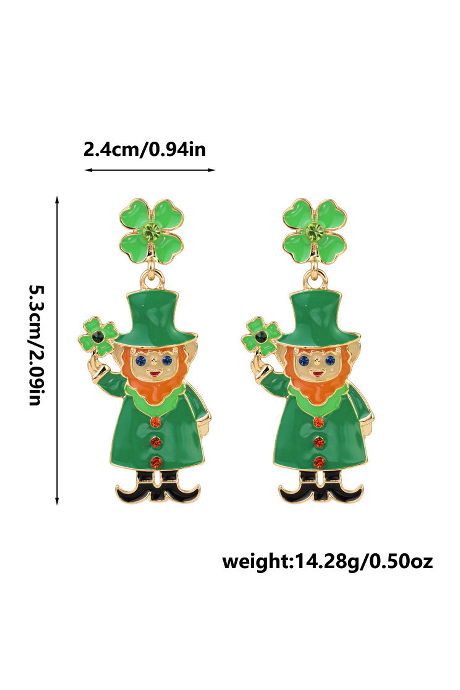 Dark Green St Patricks Day Enameled Leprechaun Drop Earrings-Accessories/Jewelry-[Adult]-[Female]-2022 Online Blue Zone Planet