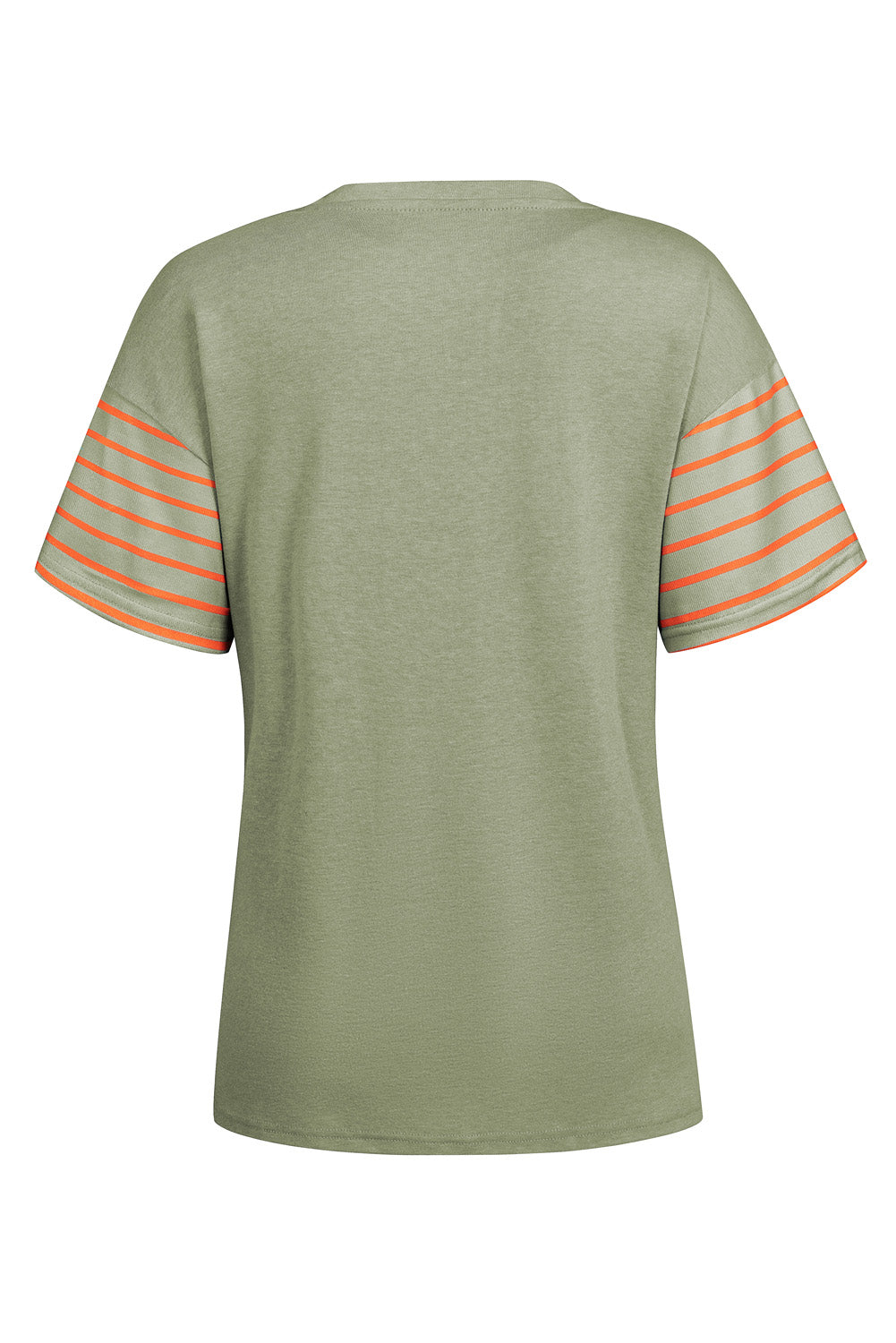 Laurel Green Color Block Striped Detail Loose T Shirt-Tops/Tops & Tees-[Adult]-[Female]-2022 Online Blue Zone Planet