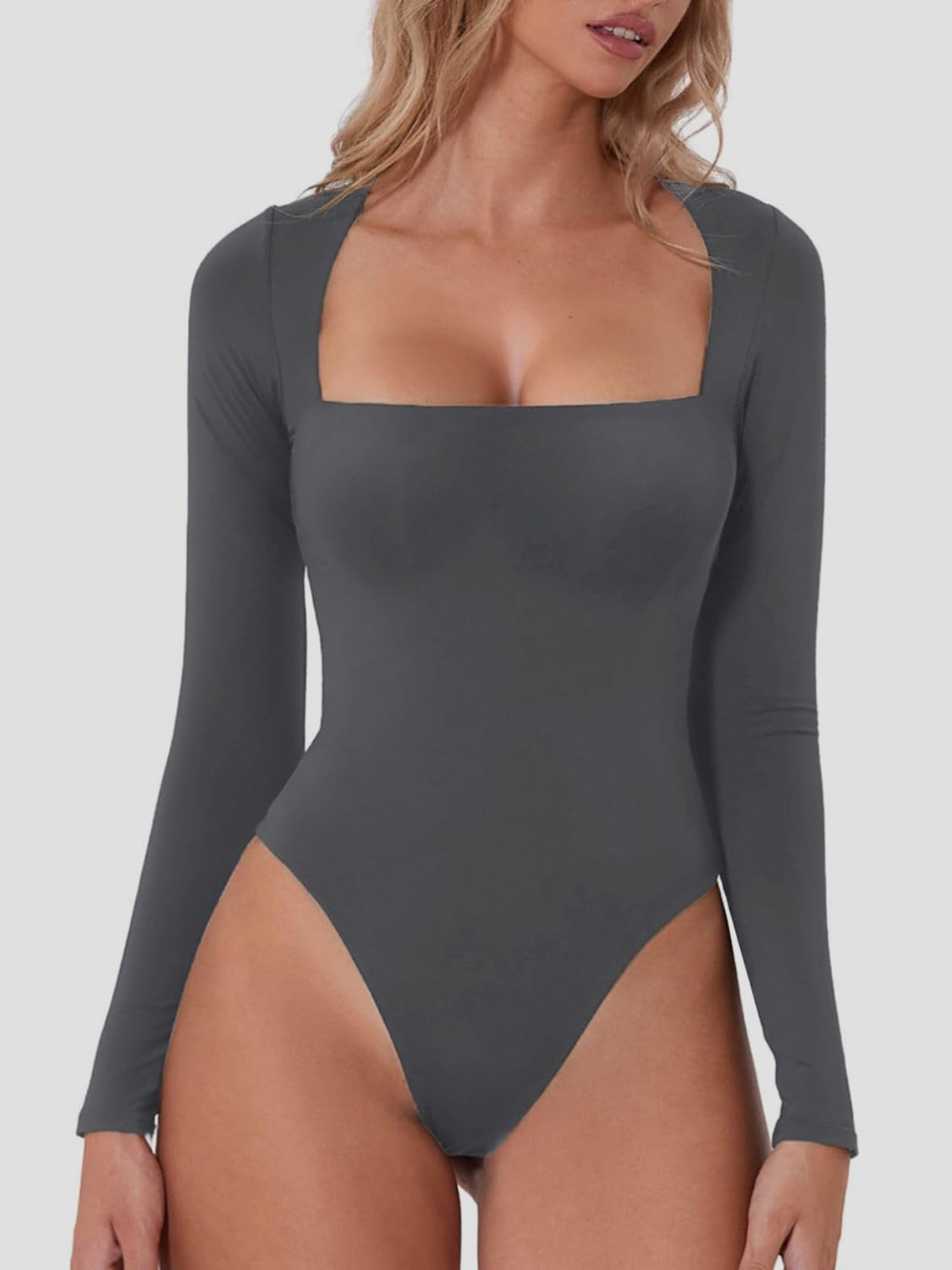 Square Neck Long Sleeve Bodysuit-TOPS / DRESSES-[Adult]-[Female]-2022 Online Blue Zone Planet