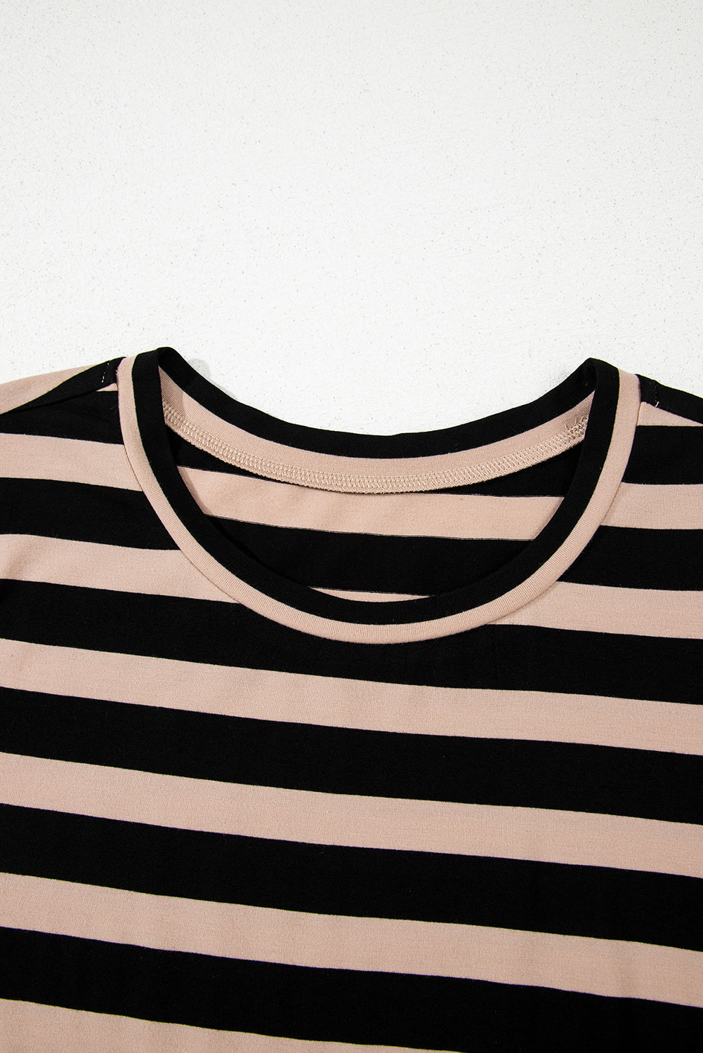 Black Stripe Casual Round Neck T-Shirt Maxi Dress With Pockets-Dresses/T Shirt Dresses-[Adult]-[Female]-2022 Online Blue Zone Planet