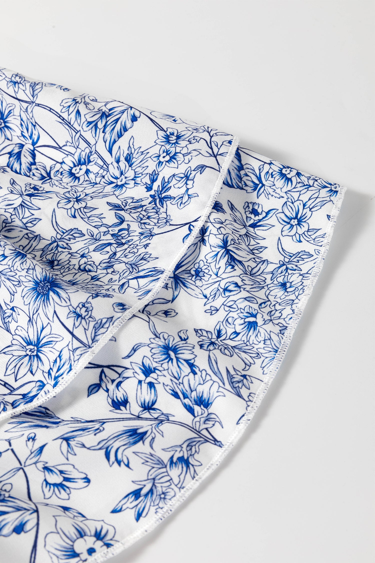 Sky Blue Floral Print Square Neck Ruffled Sleeve Shirred Babydoll Blouse-Tops/Blouses & Shirts-[Adult]-[Female]-2022 Online Blue Zone Planet