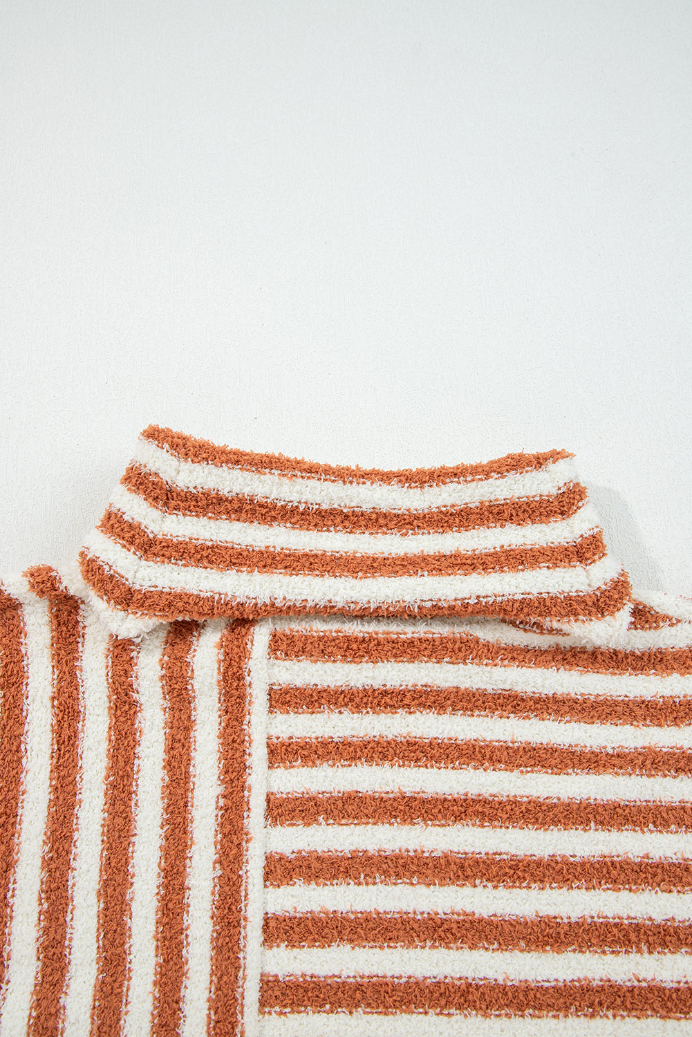 Orange Stripe Cowl Neck Drop Shoulder Sweater-Sweaters & Cardigans/Sweaters-[Adult]-[Female]-2022 Online Blue Zone Planet