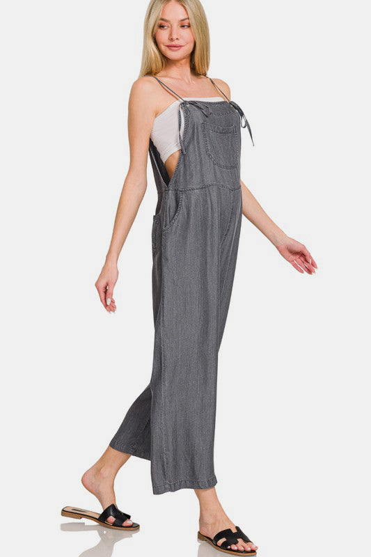 Zenana Washed Adjustable Strap Wide Leg Denim Overalls-TOPS / DRESSES-[Adult]-[Female]-2022 Online Blue Zone Planet