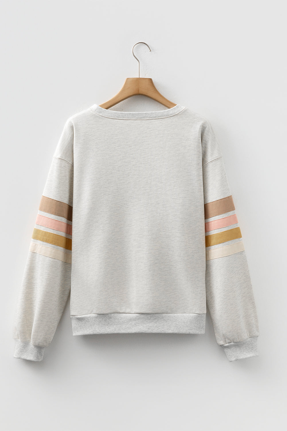 Light Grey Multicolored Striped Patchwork Drop Shoulder Sweatshirt-Tops/Sweatshirts & Hoodies-[Adult]-[Female]-2022 Online Blue Zone Planet