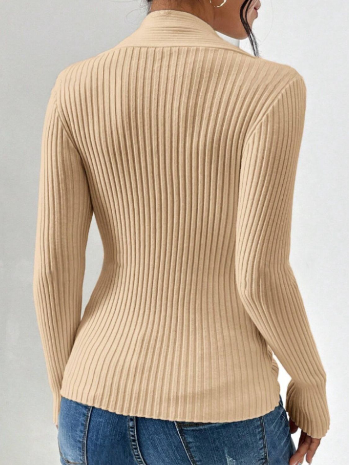 Twist Front Ribbed Long Sleeve Sweater-TOPS / DRESSES-[Adult]-[Female]-2022 Online Blue Zone Planet