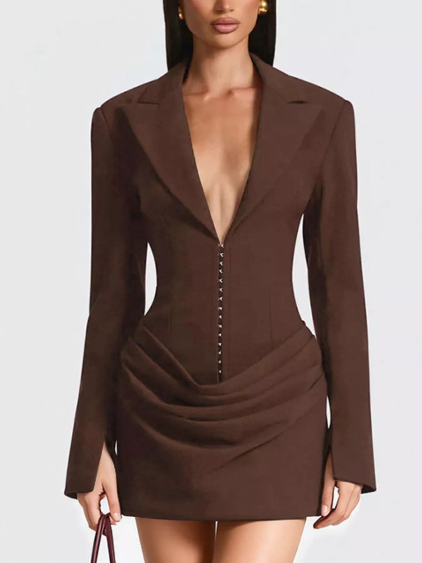 Full Size Blazer-Style Long Sleeve Mini Dress Plus Size Blue Zone Planet Full Size Blazer-Style Long Sleeve Mini Dress Plus Size Blue Zone Planet