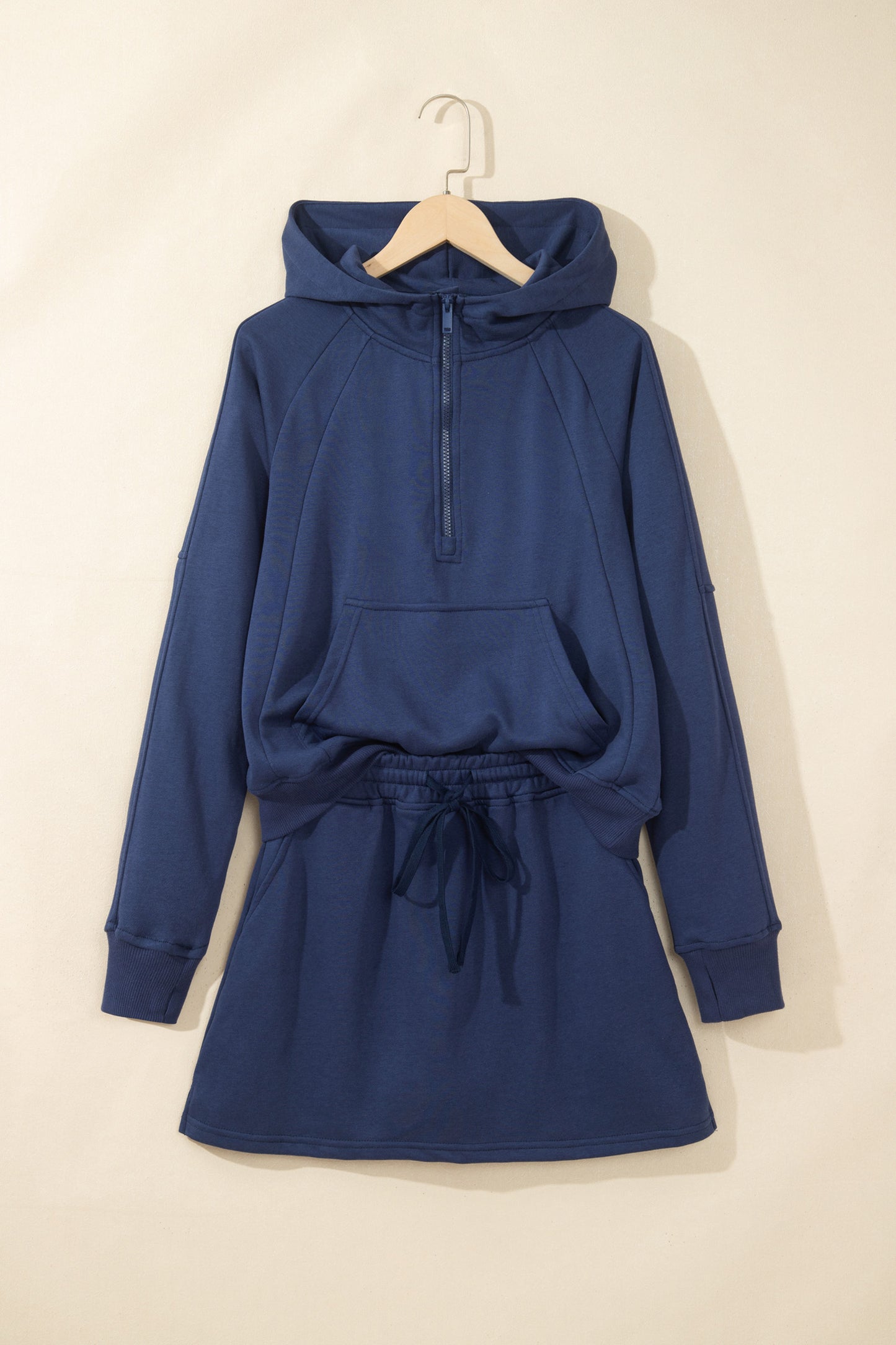 Light Grey Long Sleeve Zip-Up Top Elastic Waist Skort Set-Two Piece Sets/Two Piece Dresses-[Adult]-[Female]-2022 Online Blue Zone Planet