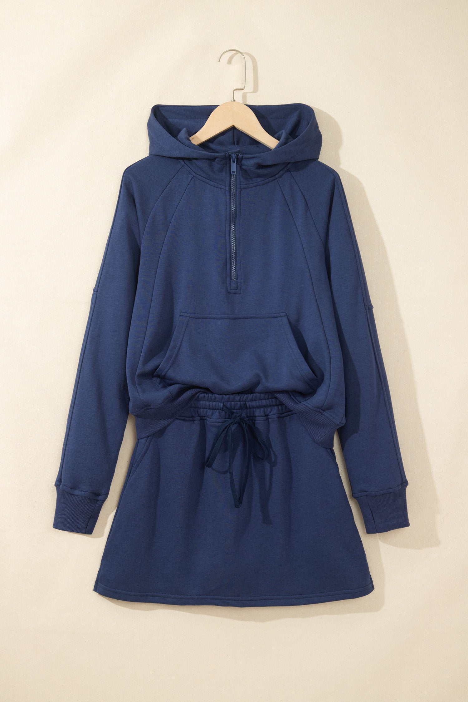 Light Grey Long Sleeve Zip-Up Top Elastic Waist Skort Set-Two Piece Sets/Two Piece Dresses-[Adult]-[Female]-2022 Online Blue Zone Planet