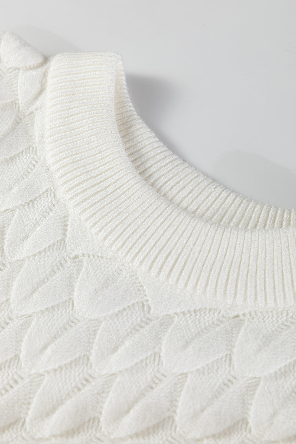White Fish Scale Textured Knit Ribbed High Neck Short Sleeve Sweater-TOPS / DRESSES-[Adult]-[Female]-2022 Online Blue Zone Planet