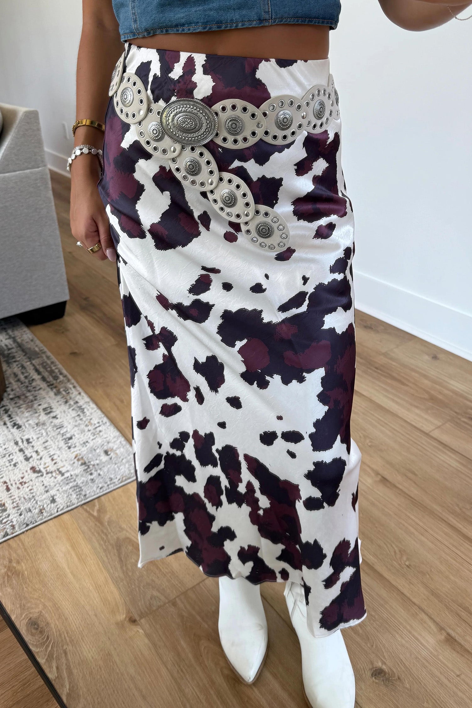 Brown Abstract Print Western Long Metal Zip-Up Waist Daily Wear Skirt-Bottoms/Skirts & Petticoat-[Adult]-[Female]-2022 Online Blue Zone Planet