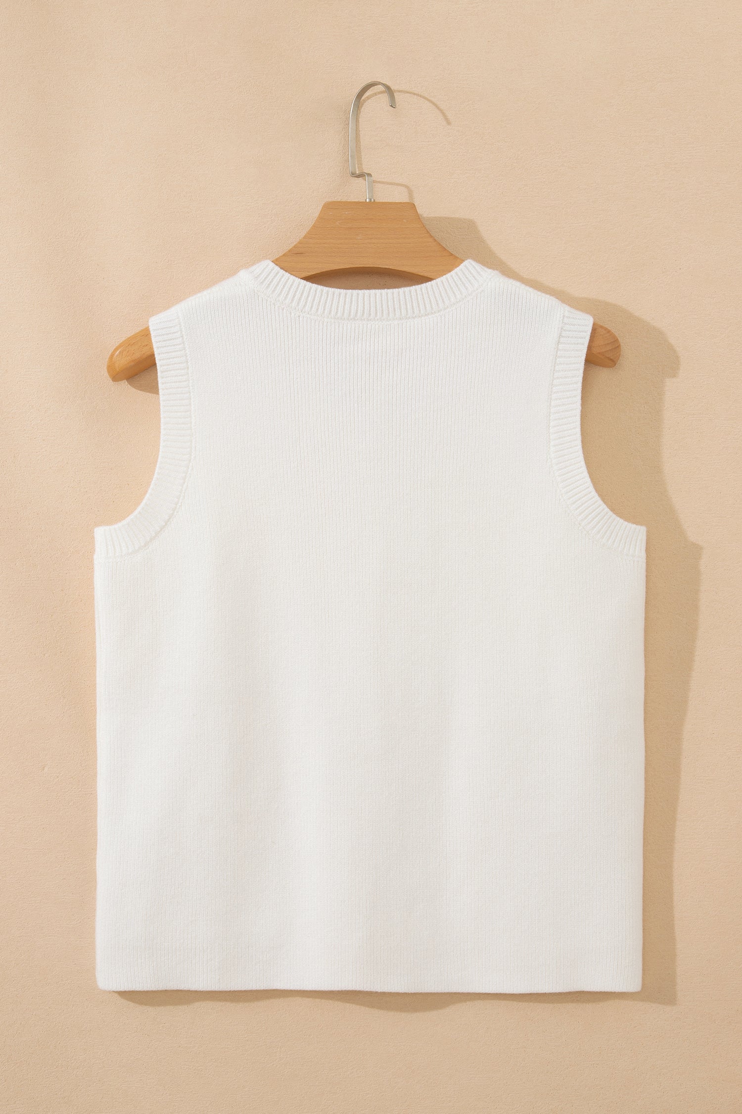 Yellow Cream Solid Color Sleeveless Knit Button Pocketed Sweater-Sweaters & Cardigans/Sweater Vests-[Adult]-[Female]-2022 Online Blue Zone Planet