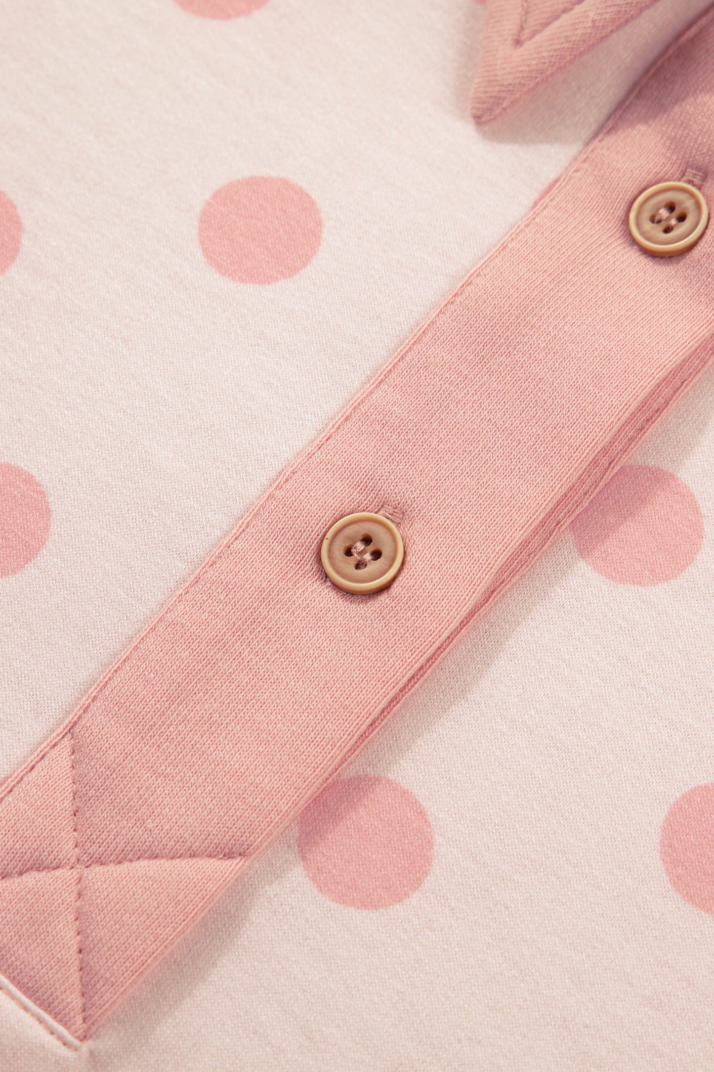 Pink Polka Dot Drop Shoulder Polo Loose Pullover Patch Pocket Casual Shorts Set-Two Piece Sets/Short Sets-[Adult]-[Female]-2022 Online Blue Zone Planet