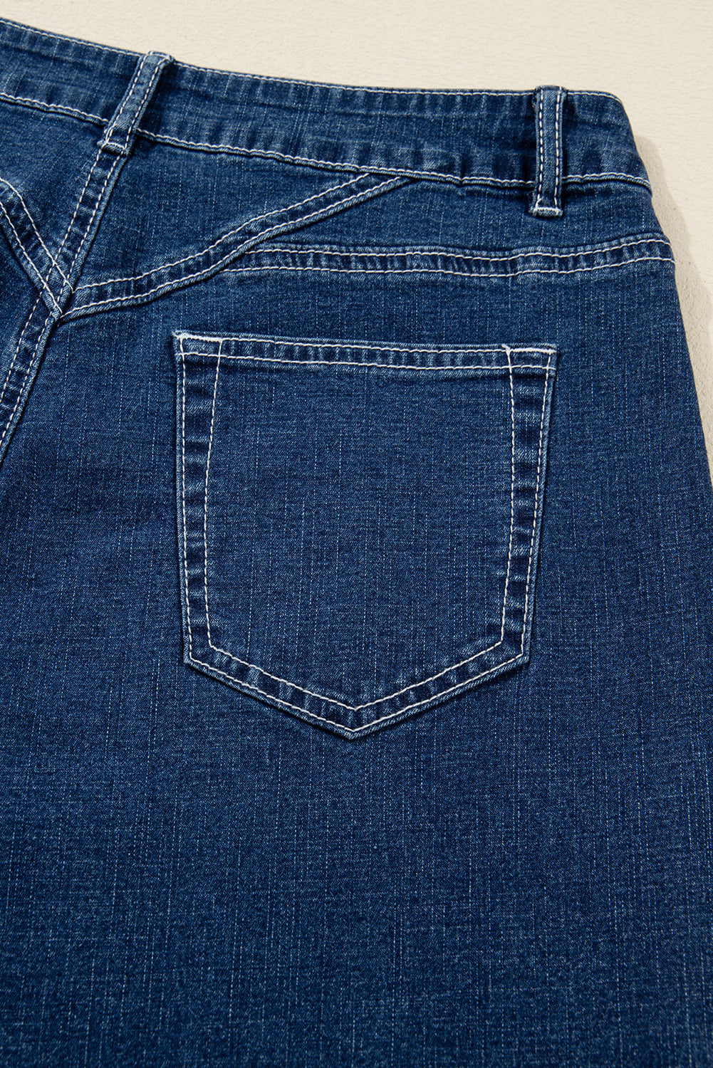 Sail Blue Stitched Waist Detail Loose Cuffed Jeans-Bottoms/Jeans-[Adult]-[Female]-2022 Online Blue Zone Planet