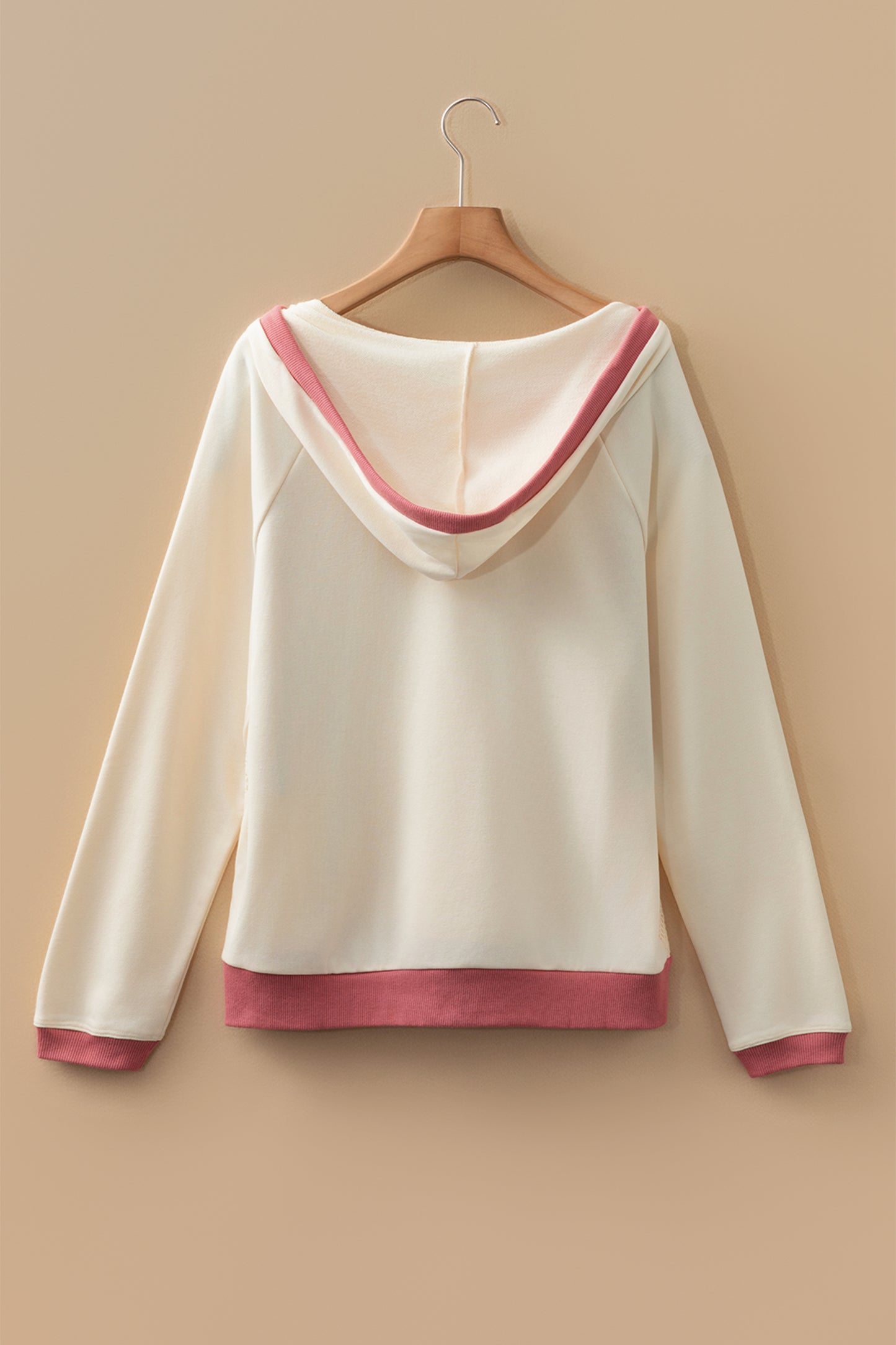 White Contrast Trim Crochet Knit Patchwork Exposed Seam Hoodie-Tops/Sweatshirts & Hoodies-[Adult]-[Female]-2022 Online Blue Zone Planet